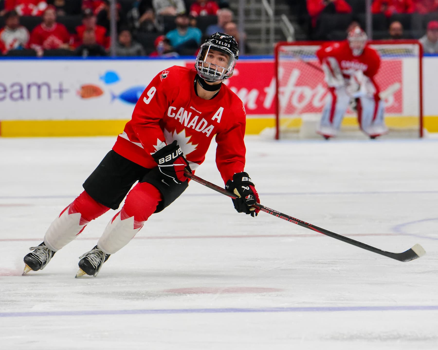 EDMONTON, CANADA  AUGUST 10: Gavin McKenna #9 of Team Canada in action against Team Czechia during the Gold Medal Game of the 2024 Hlinka Gretzky Cup at Rogers Place on August 10, 2024, in Edmonton, Alberta, Canada. (Photo by Leila Devlin/Getty Images)