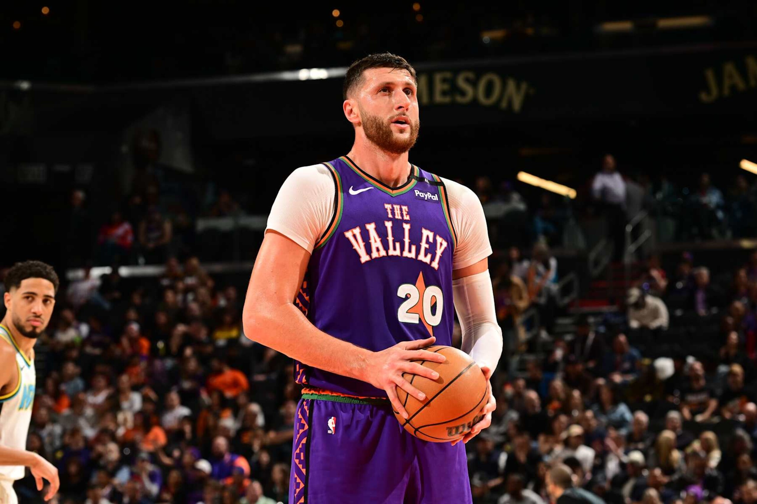 PHOENIX, AZ - DECEMBER 19: Jusuf Nurkic #20 of the Phoenix Suns prepares to shoot a free throw during the game against the Indiana Pacers during a regular season game on December 19, 2024 at Footprint Center in Phoenix, Arizona. NOTE TO USER: User expressly acknowledges and agrees that, by downloading and or using this photograph, user is consenting to the terms and conditions of the Getty Images License Agreement. Mandatory Copyright Notice: Copyright 2024 NBAE (Photo by Kate Frese/NBAE via Getty Images) PHOENIX, AZ - DECEMBER 19: Jusuf Nurkic #20 of the Phoenix Suns prepares to shoot a free throw during the game against the Indiana Pacers during a regular season game on December 19, 2024 at Footprint Center in Phoenix, Arizona. NOTE TO USER: User expressly acknowledges and agrees that, by downloading and or using this photograph, user is consenting to the terms and conditions of the Getty Images License Agreement. Mandatory Copyright Notice: Copyright 2024 NBAE (Photo by Kate Frese/NBAE via Getty Images)
