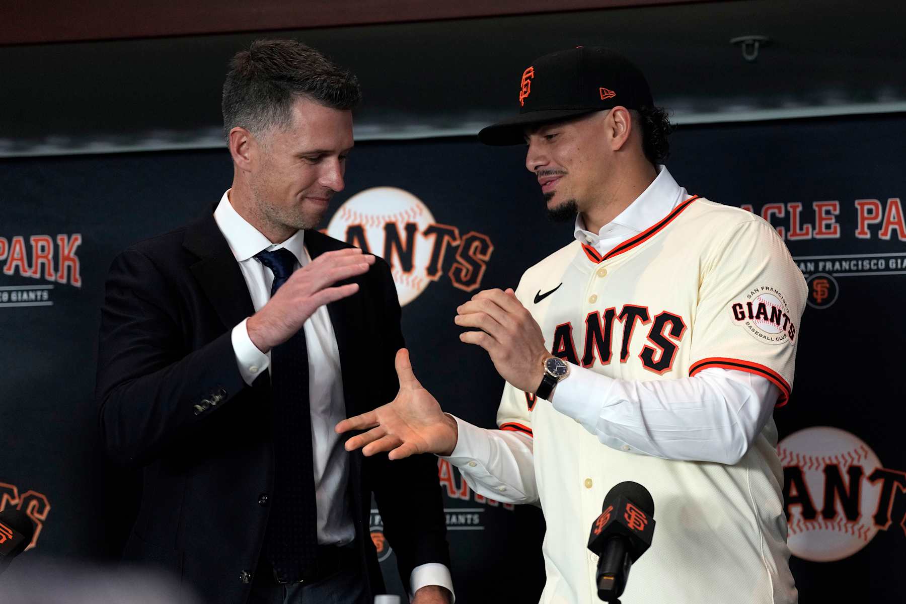 Buster Posey (L) and Willy Adames (R)