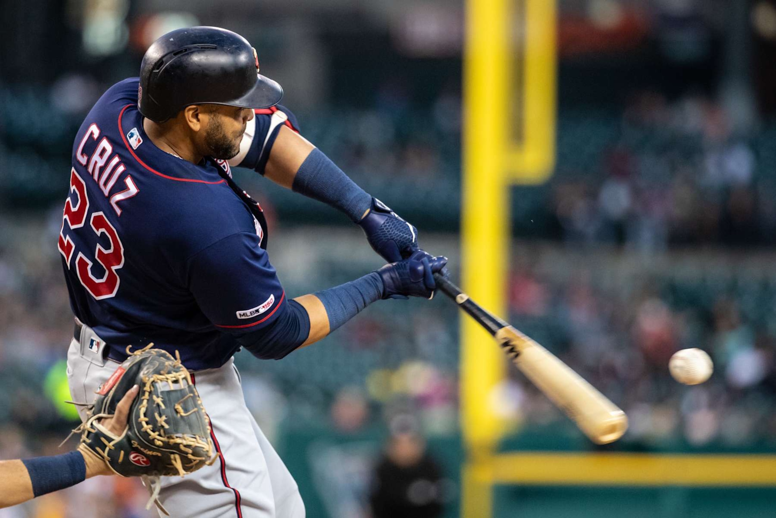 DETROIT, MI - SEPTEMBER 25: Nelson Cruz #23 of the Minnesota Twins bats against the Detroit Tigers on September 25, 2019 at Comerica Park in Detroit, Michigan. The Twins defeated the Tigers 5-2. (Photo by Brace Hemmelgarn/Minnesota Twins/Getty Images)