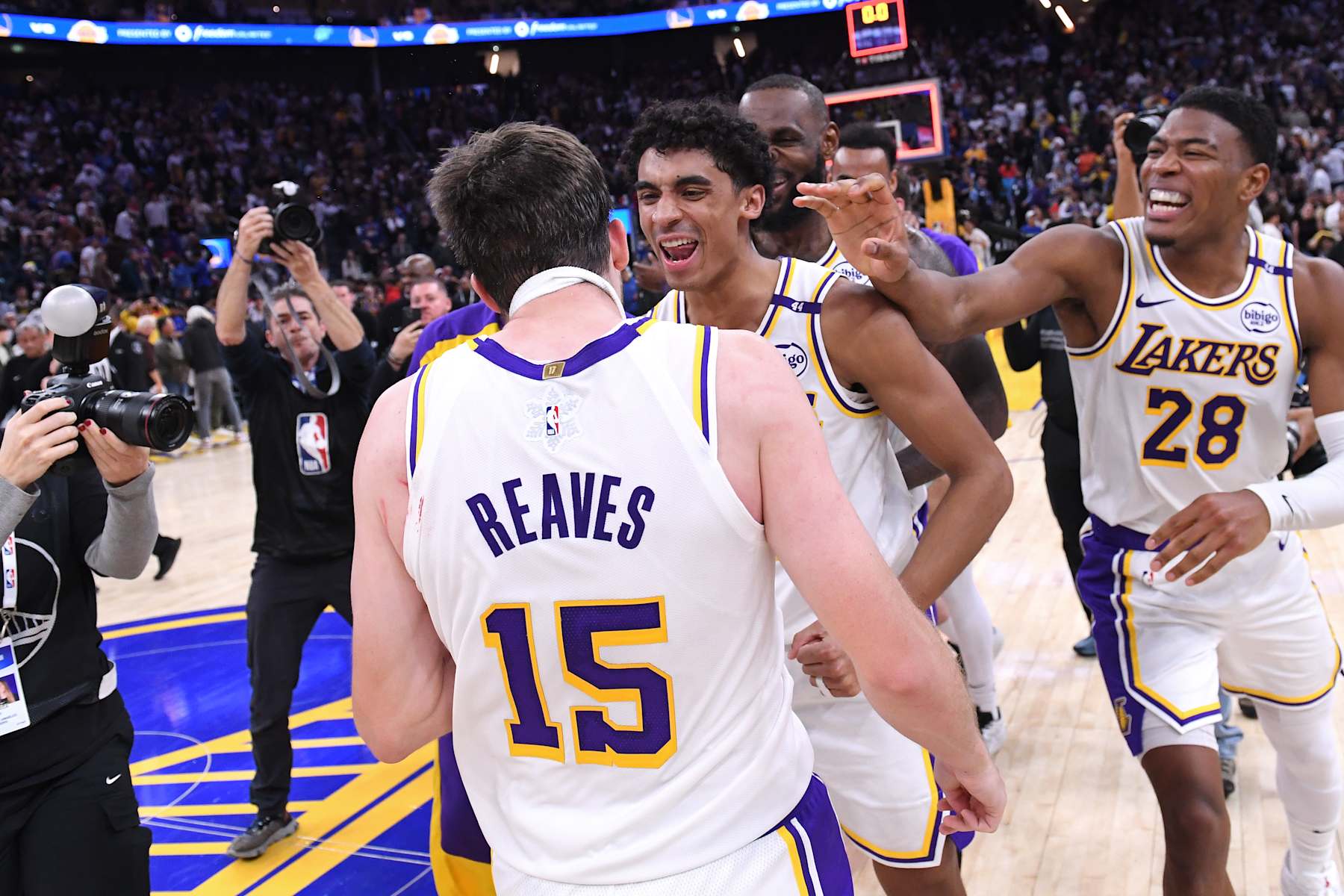 Austin Reaves, Max Christie and Rui Hachimura