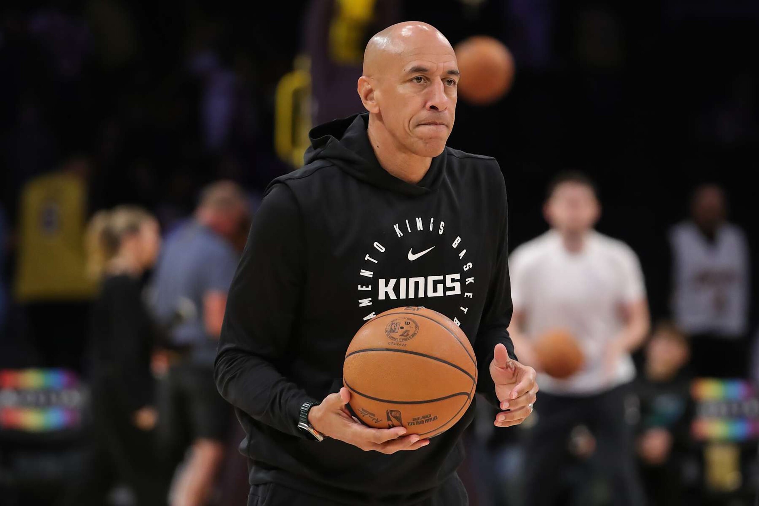 LOS ANGELES, CA - OCTOMBER 26:  Sacramento Kings assistant coach Doug Christie before theSacramento Kings vs Los Angeles Lakers game at Crypto.com Arena (Photo by Jevone Moore/Icon Sportswire via Getty Images)
