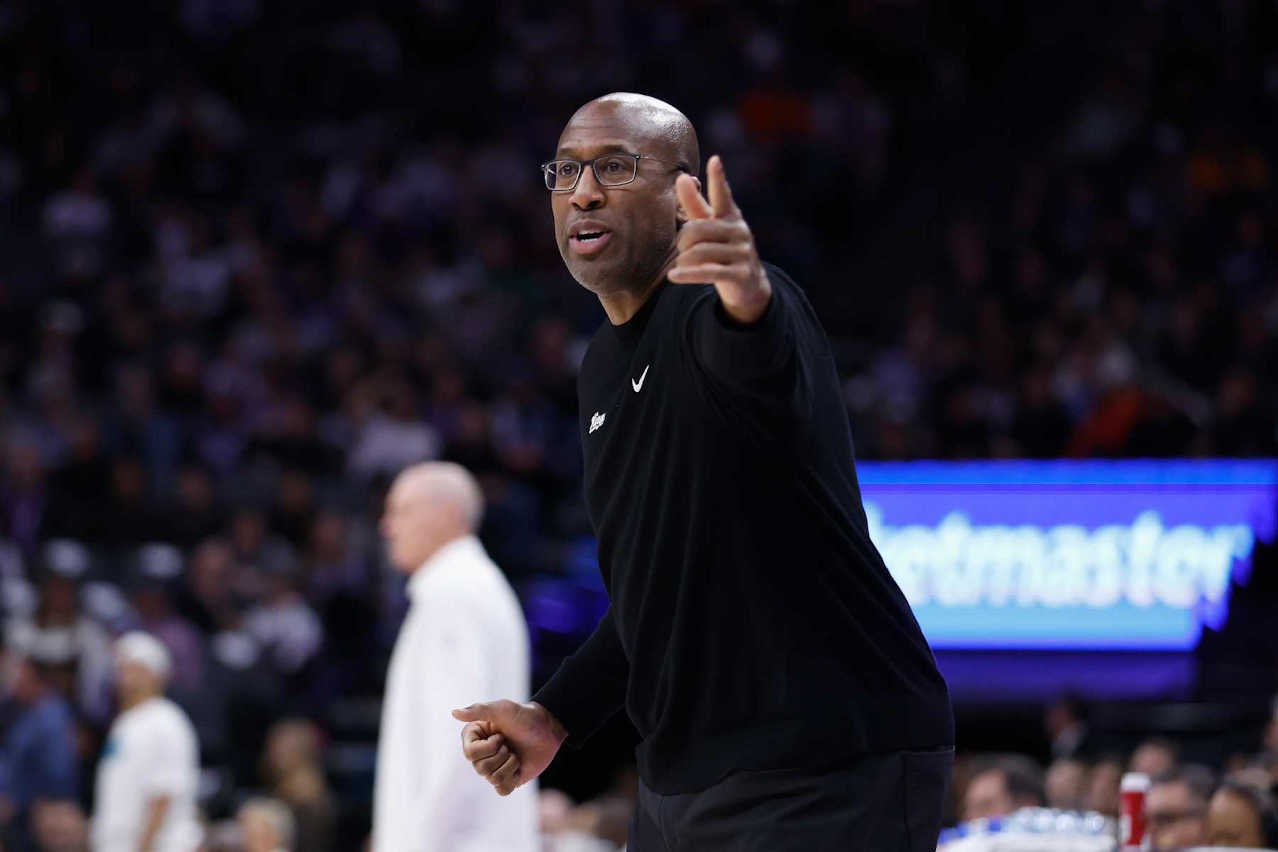 SACRAMENTO, CALIFORNIA - DECEMBER 22: Sacramento Kings head coach Mike Brown looks on from the sideline in the fourth quarter of the game against the Indiana Pacers at Golden 1 Center on December 22, 2024 in Sacramento, California. NOTE TO USER: User expressly acknowledges and agrees that, by downloading and or using this photograph, User is consenting to the terms and conditions of the Getty Images License Agreement. (Photo by Lachlan Cunningham/Getty Images)