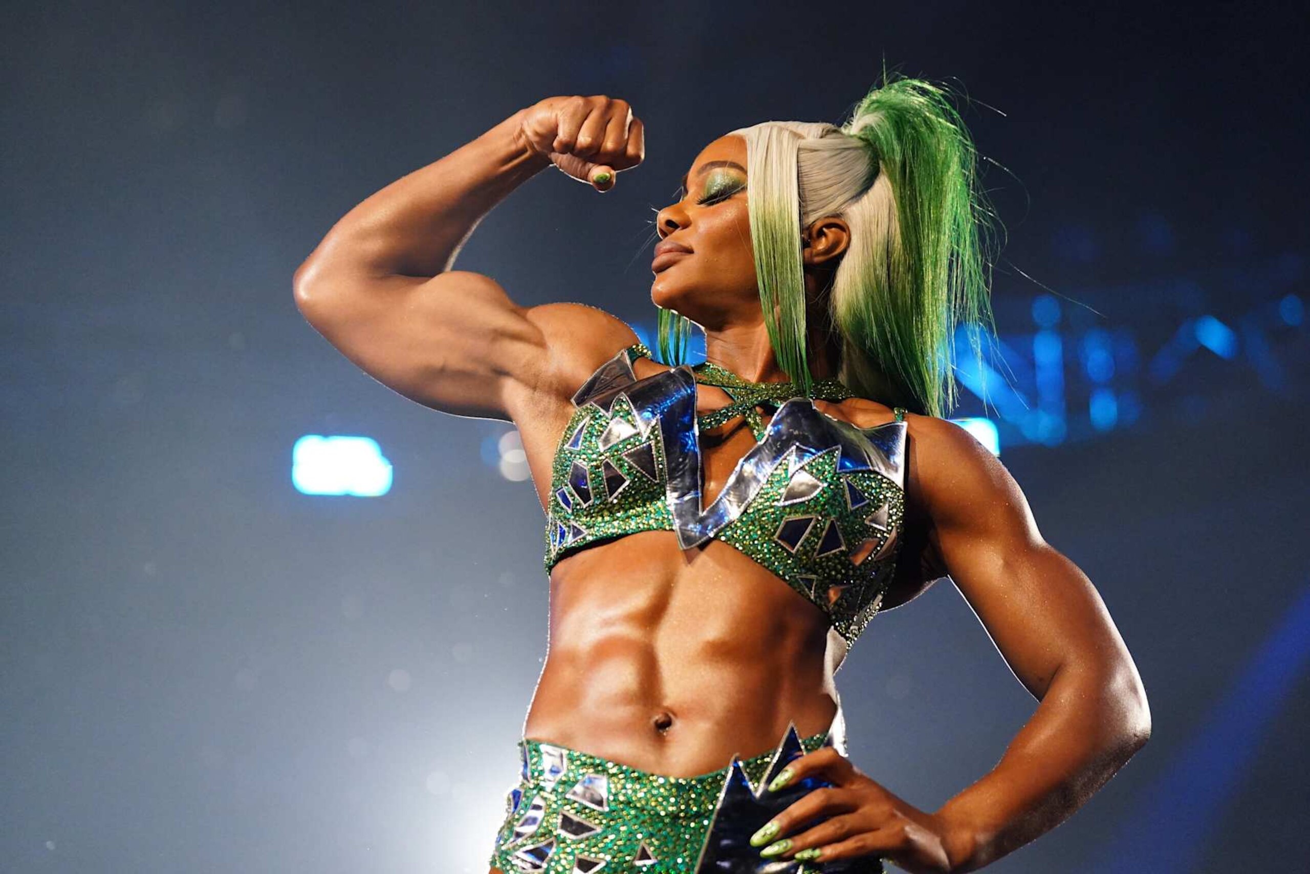 BERLIN, GERMANY - AUGUST 31: Jade Cargill poses as she makes her entrance to the ring during the WWE Bash in Berlin Premium Live Event at Uber Arena on August 31, 2024 in Berlin, Berlin. (Photo by WWE/Getty Images) BERLIN, GERMANY - AUGUST 31: Jade Cargill poses as she makes her entrance to the ring during the WWE Bash in Berlin Premium Live Event at Uber Arena on August 31, 2024 in Berlin, Berlin. (Photo by WWE/Getty Images)