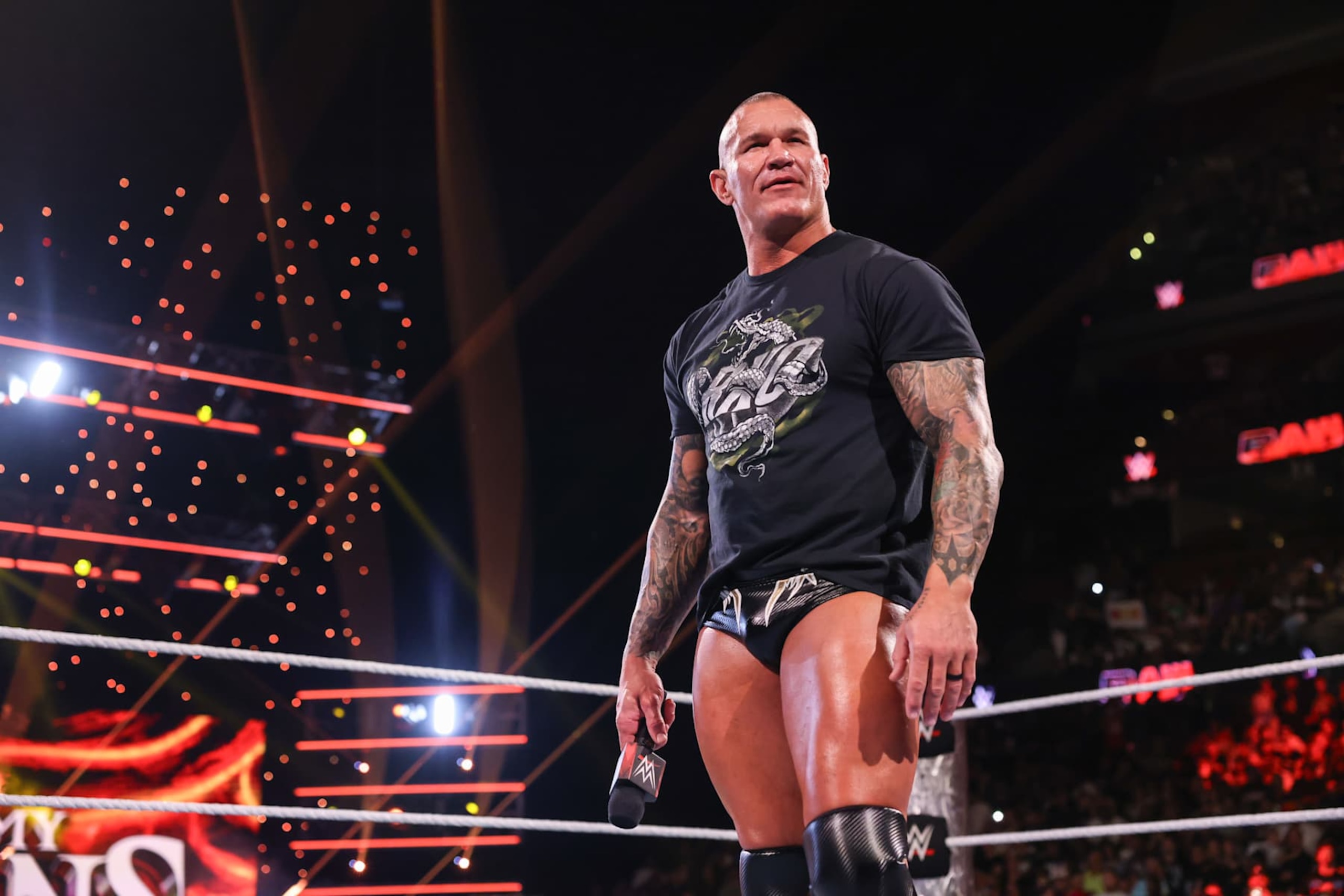 SUNRISE, FLORIDA - AUGUST 19: Randy Orton looks on during Monday Night RAW at Amerant Bank Arena on August 19, 2024 in Sunrise, Florida. (Photo by WWE/Getty Images) SUNRISE, FLORIDA - AUGUST 19: Randy Orton looks on during Monday Night RAW at Amerant Bank Arena on August 19, 2024 in Sunrise, Florida. (Photo by WWE/Getty Images)