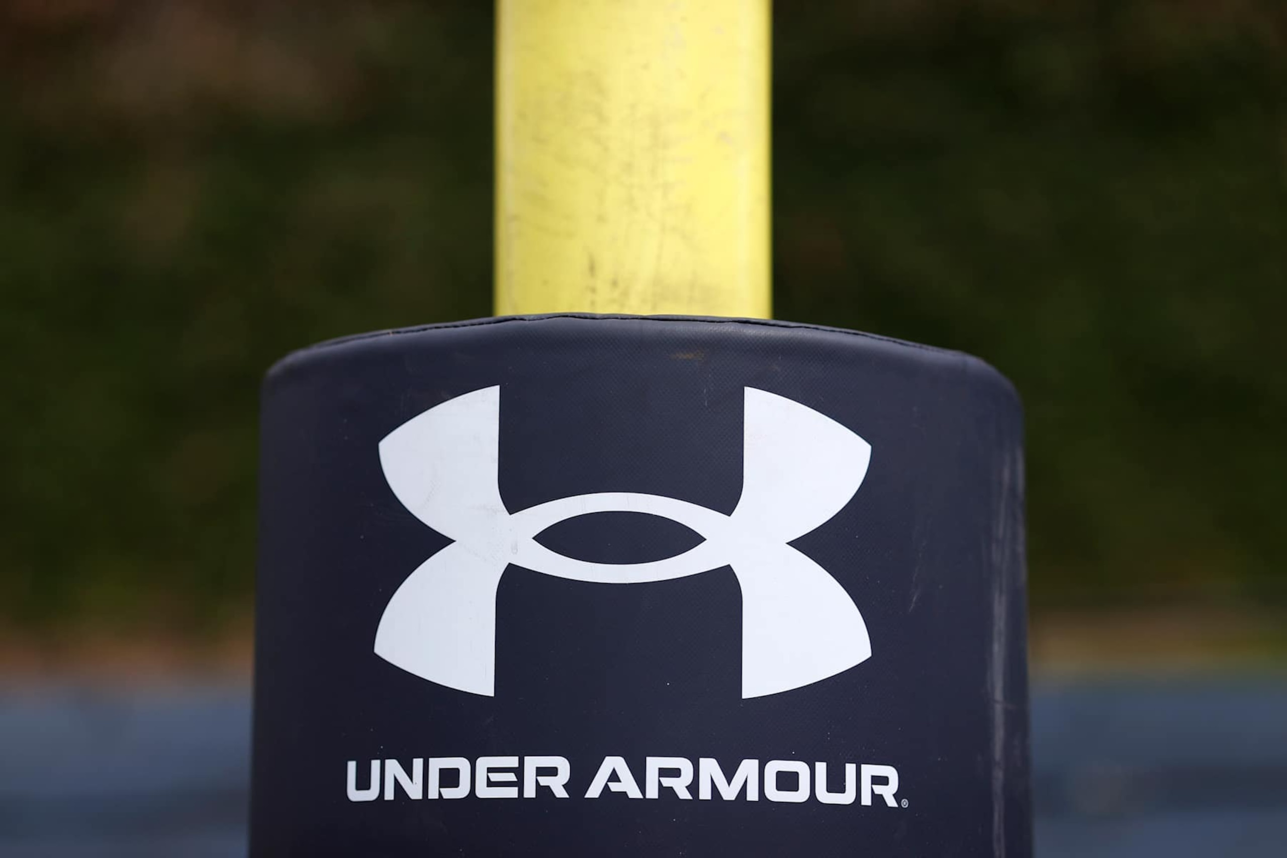 HOUSTON, TEXAS - MARCH 31: A view of the Under Armour logo on a goal post prior to a game between the Memphis Showboats and Houston Roughnecks at Rice Stadium on March 31, 2024 in Houston, Texas. (Photo by Aaron M. Sprecher/UFL/Getty Images)