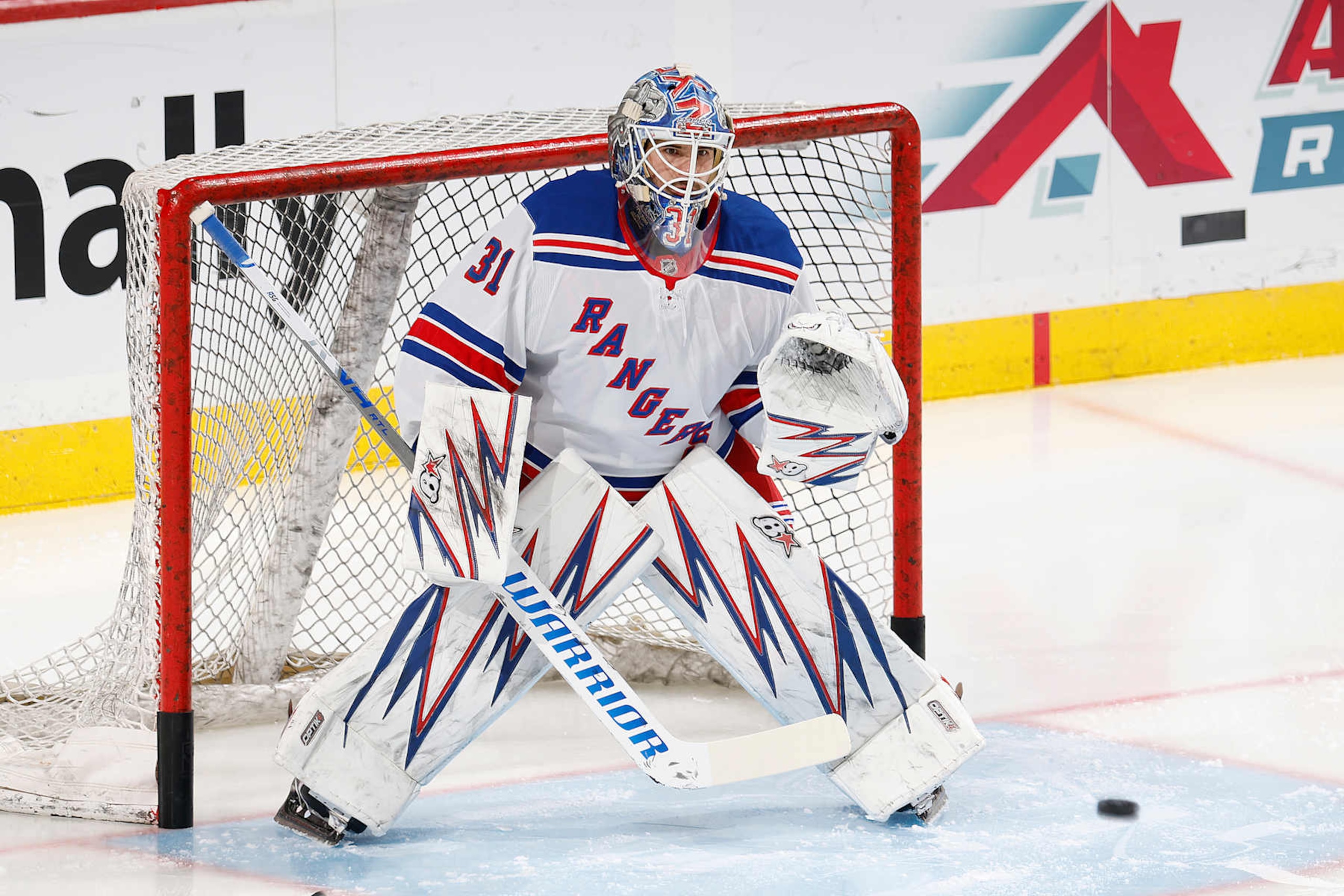 SUNRISE, FL - DECEMBER 30: Goaltender Igor Shesterkin #31 of the New York Rangers warms up prior to the game against the Florida Panthers at the Amerant Bank Arena on December 30, 2024 in Sunrise, Florida. (Photo by Joel Auerbach/Getty Images) SUNRISE, FL - DECEMBER 30: Goaltender Igor Shesterkin #31 of the New York Rangers warms up prior to the game against the Florida Panthers at the Amerant Bank Arena on December 30, 2024 in Sunrise, Florida. (Photo by Joel Auerbach/Getty Images)