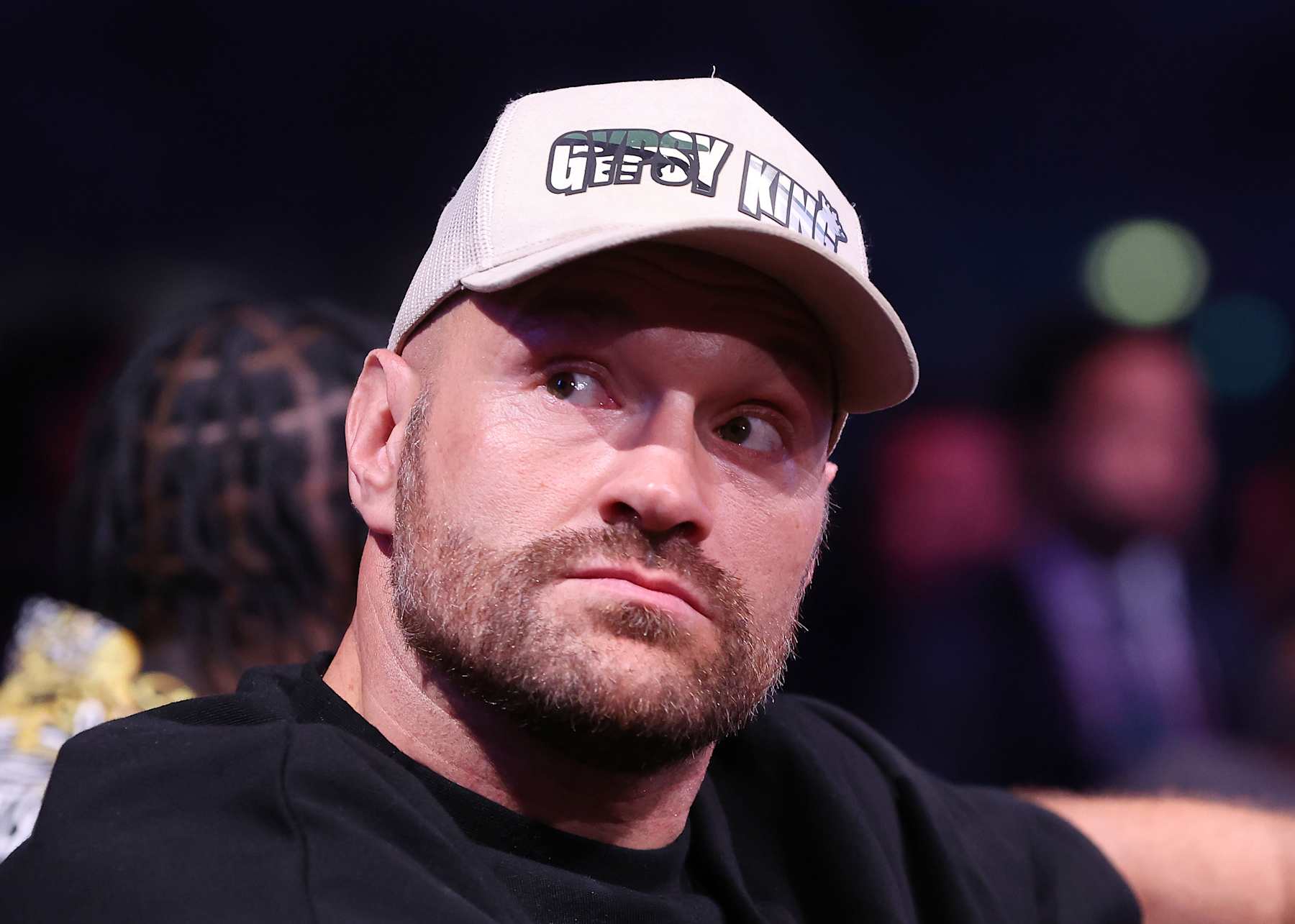 LONDON, ENGLAND - SEPTEMBER 21: Tyson Fury looks on from ringside prior to during the IBF World Heavyweight Title fight between Daniel Dubois and Anthony Joshua, on the Riyadh Season  - Wembley Edition card at Wembley Stadium on September 21, 2024 in London, England. (Photo by Richard Pelham/Getty Images)
