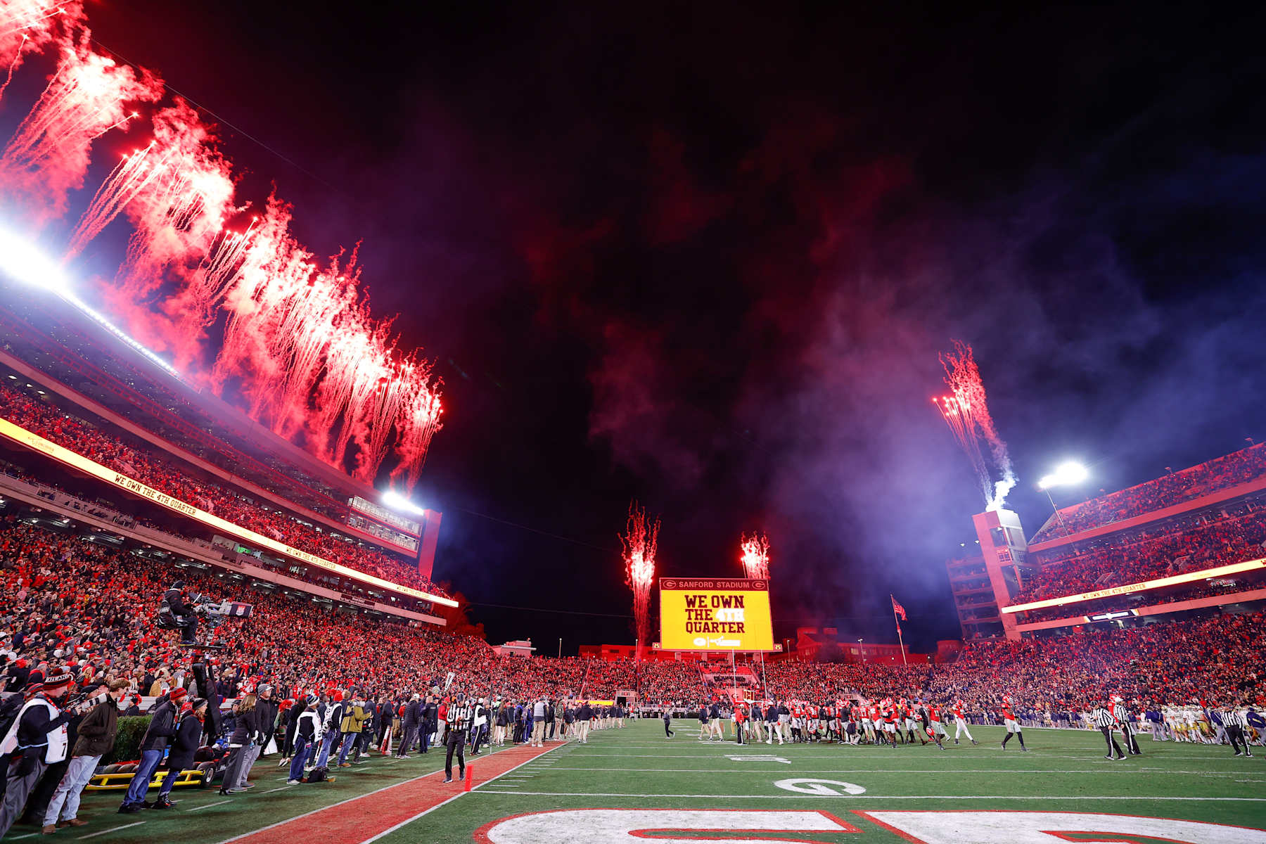 ATHENS, GEORGIA - NOVEMBER 29: A general view as the game between the Georgia Tech Yellow Jackets and Georgia Bulldogs goes into the fourth quarter at Sanford Stadium on November 29, 2024 in Athens, Georgia.  (Photo by Todd Kirkland/Getty Images)