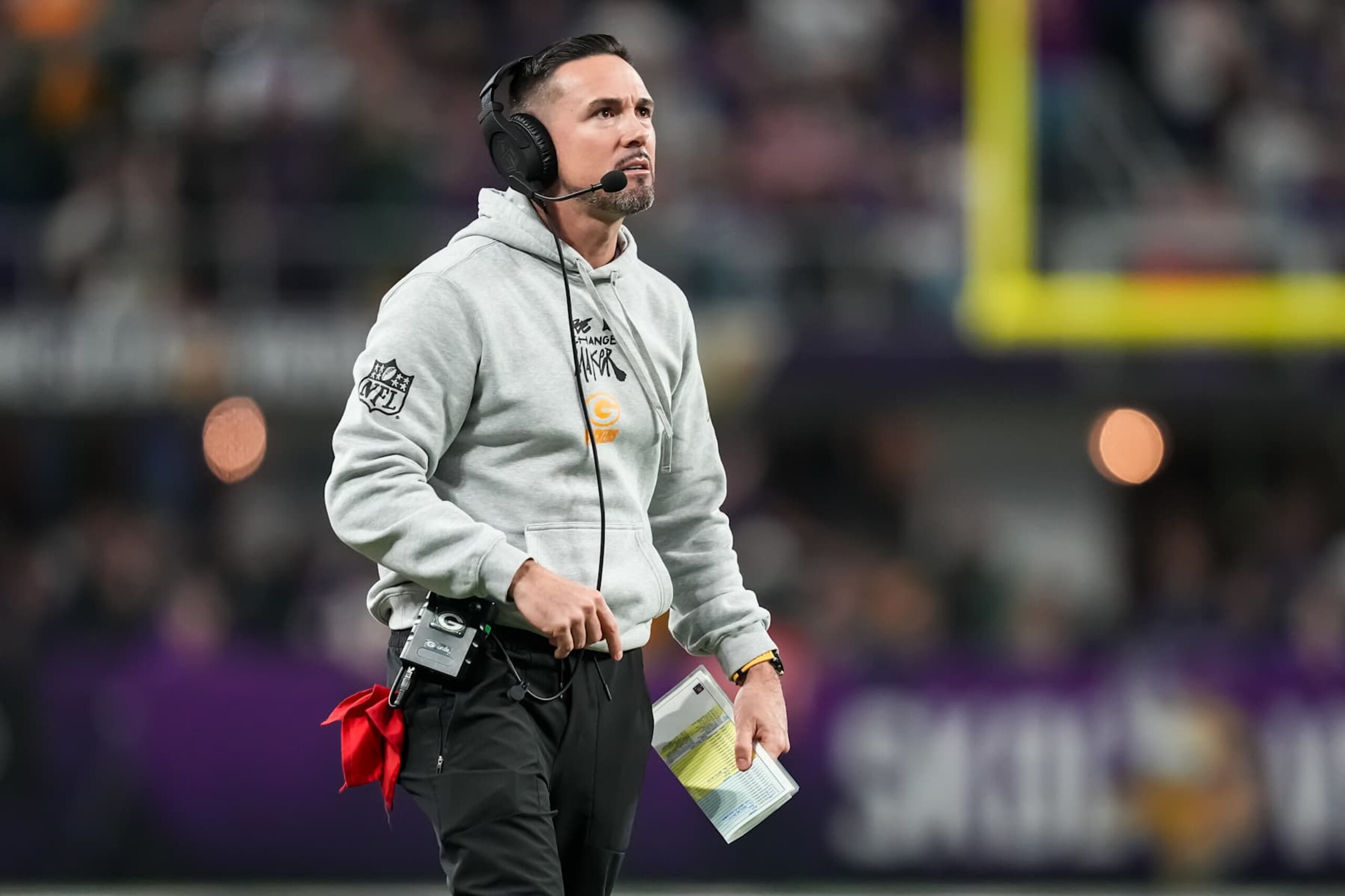 MINNEAPOLIS, MINNESOTA - DECEMBER 29: Head coach Matt LaFleur of the Green Bay Packers during a game between the Minnesota Vikings and Green Bay Packers at U.S. Bank Stadium on December 29, 2024 in Minneapolis, Minnesota. (Photo by Brace Hemmelgarn/Getty Images) MINNEAPOLIS, MINNESOTA - DECEMBER 29: Head coach Matt LaFleur of the Green Bay Packers during a game between the Minnesota Vikings and Green Bay Packers at U.S. Bank Stadium on December 29, 2024 in Minneapolis, Minnesota. (Photo by Brace Hemmelgarn/Getty Images)