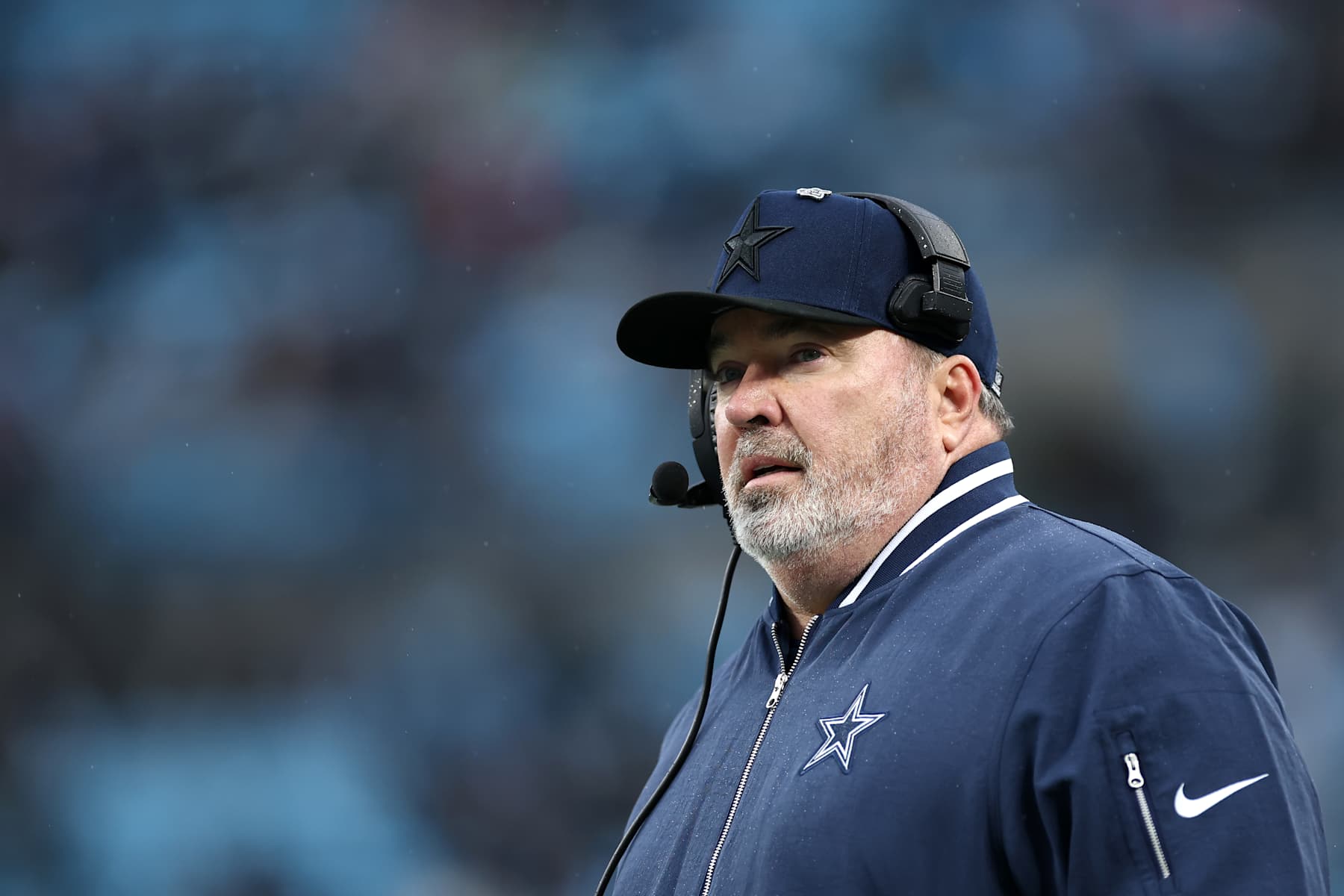 CHARLOTTE, NORTH CAROLINA - DECEMBER 15: Head coach Mike McCarthy of the Dallas Cowboys looks on during the second half of the game against the Carolina Panthers at Bank of America Stadium on December 15, 2024 in Charlotte, North Carolina. (Photo by Jared C. Tilton/Getty Images)