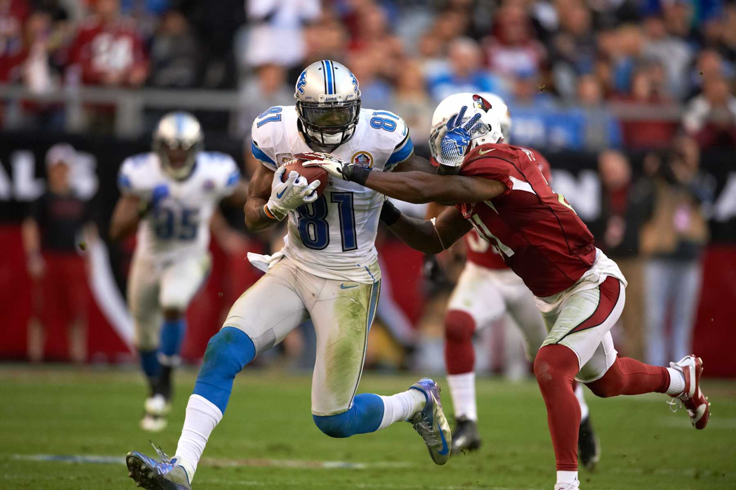 Football: Detroit Lions Calvin Johnson (81) in action after making catch vs Arizona Cardinals at University of Phoenix Stadium. Sequence.
Glendale, AZ 12/16/2012
CREDIT: John W. McDonough (Photo by John W. McDonough /Sports Illustrated via Getty Images)
(Set Number: X155946 TK1 R5 F601 ) Football: Detroit Lions Calvin Johnson (81) in action after making catch vs Arizona Cardinals at University of Phoenix Stadium. Sequence.
Glendale, AZ 12/16/2012
CREDIT: John W. McDonough (Photo by John W. McDonough /Sports Illustrated via Getty Images)
(Set Number: X155946 TK1 R5 F601 )