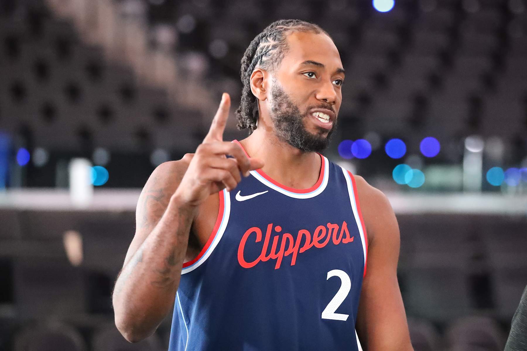 INGLEWOOD, CA - SEPTEMBER 30 :LA Clippers forward Kawhi Leonard (2) during the Los Angeles Clippers Media Day on September 30, 2024, at the Intuit Dome in Inglewood, CA. (Photo by Jevone Moore/Icon Sportswire via Getty Images)