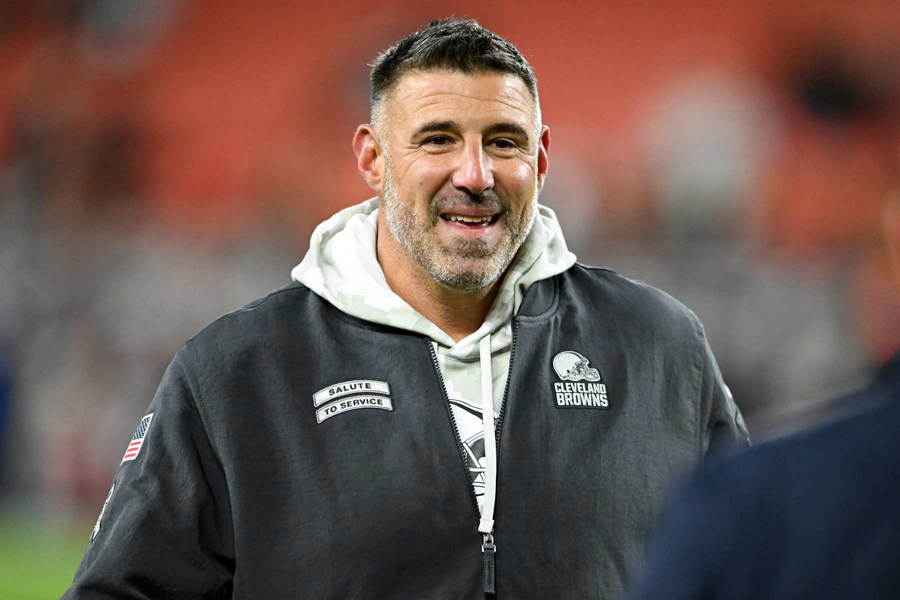 CLEVELAND, OHIO - NOVEMBER 21: Coaching consultant Mike Vrabel of the Cleveland Browns looks on prior to a game against the Pittsburgh Steelers at Huntington Bank Field on November 21, 2024 in Cleveland, Ohio. (Photo by Nick Cammett/Diamond Images via Getty Images)