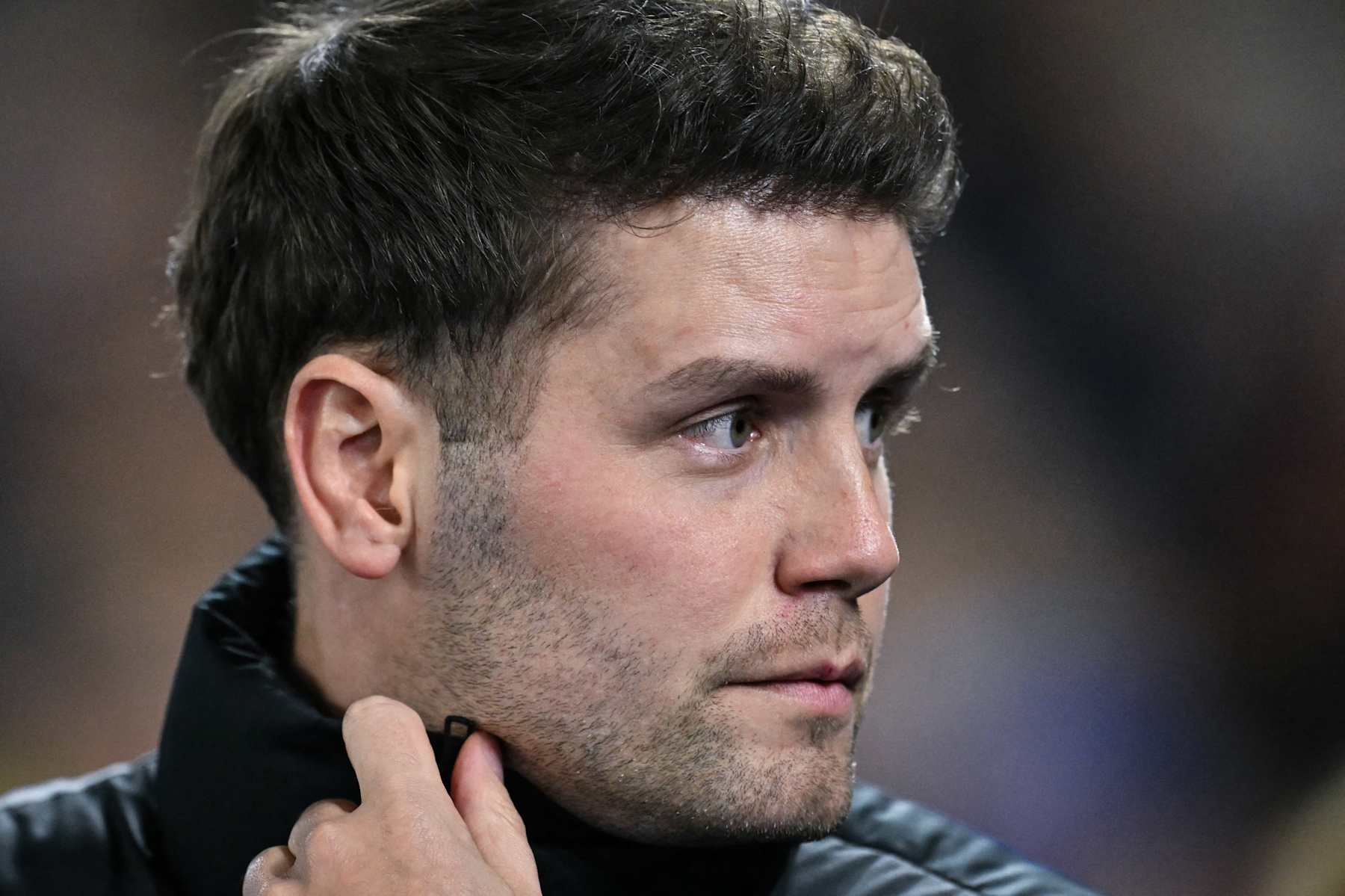 Brighton's German head coach Fabian Hurzeler reacts during the English Premier League football match between Brighton and Hove Albion and Southampton at the American Express Community Stadium in Brighton, southern England on November 29, 2024. (Photo by Glyn KIRK / AFP) / RESTRICTED TO EDITORIAL USE. No use with unauthorized audio, video, data, fixture lists, club/league logos or 'live' services. Online in-match use limited to 120 images. An additional 40 images may be used in extra time. No video emulation. Social media in-match use limited to 120 images. An additional 40 images may be used in extra time. No use in betting publications, games or single club/league/player publications. /  (Photo by GLYN KIRK/AFP via Getty Images)