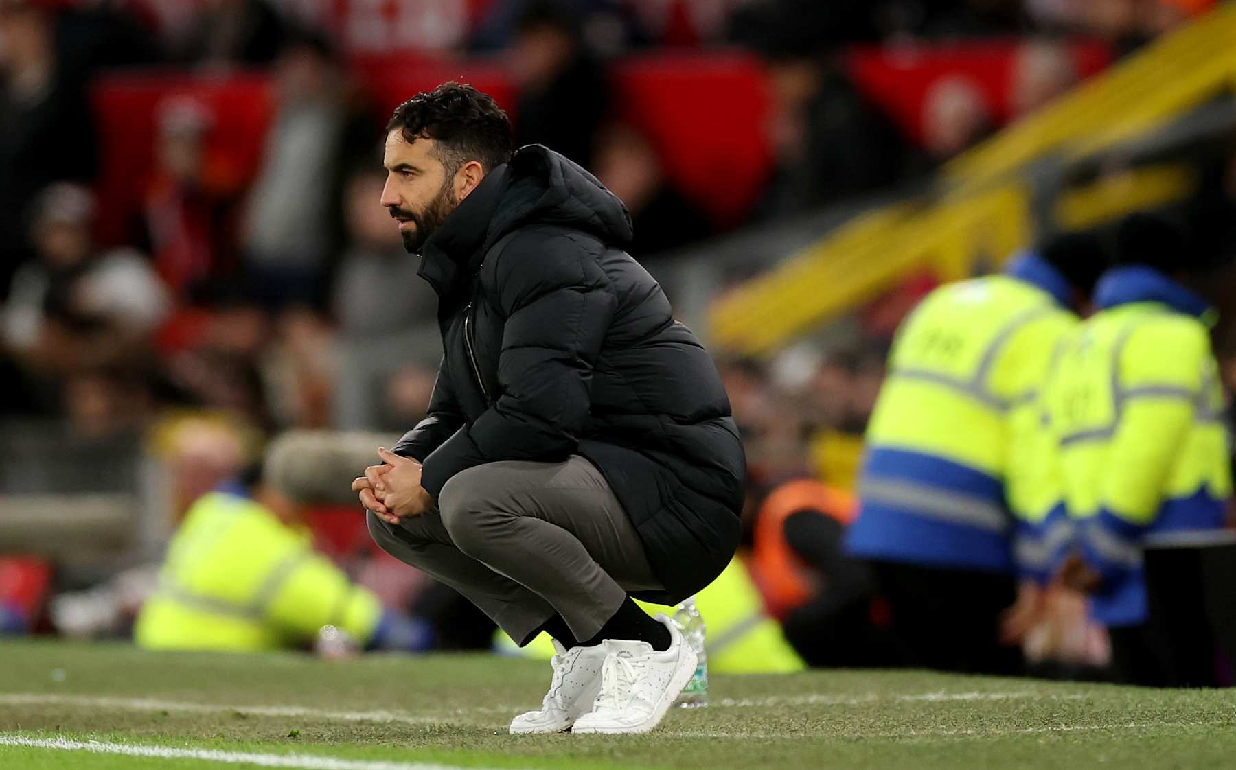 MANCHESTER, ENGLAND - DECEMBER 30:  Ruben Amorim, Manager of Manchester United, looks on during the Premier League match between Manchester United FC and Newcastle United FC at Old Trafford on December 30, 2024 in Manchester, England. (Photo by Carl Recine/Getty Images)