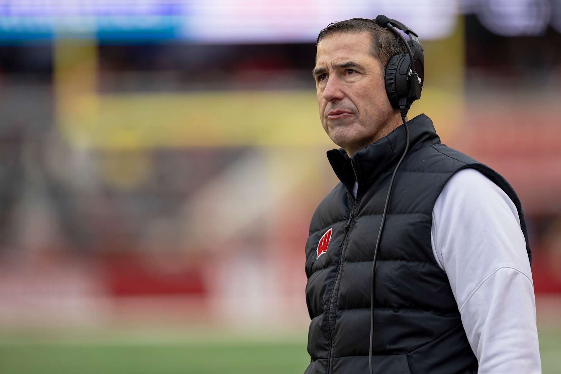 MADISON, WI - NOVEMBER 29: Wisconsin Badgers Head Coach Luke Fickell watches on from the sideline durning a college football game between the Minnesota Golden Gophers and the Wisconsin Badgers on November 29th, 2024 at Barry Alvarez field inside Camp Randall Stadium in Madison, WI. (Photo by Dan Sanger/Icon Sportswire via Getty Images)
