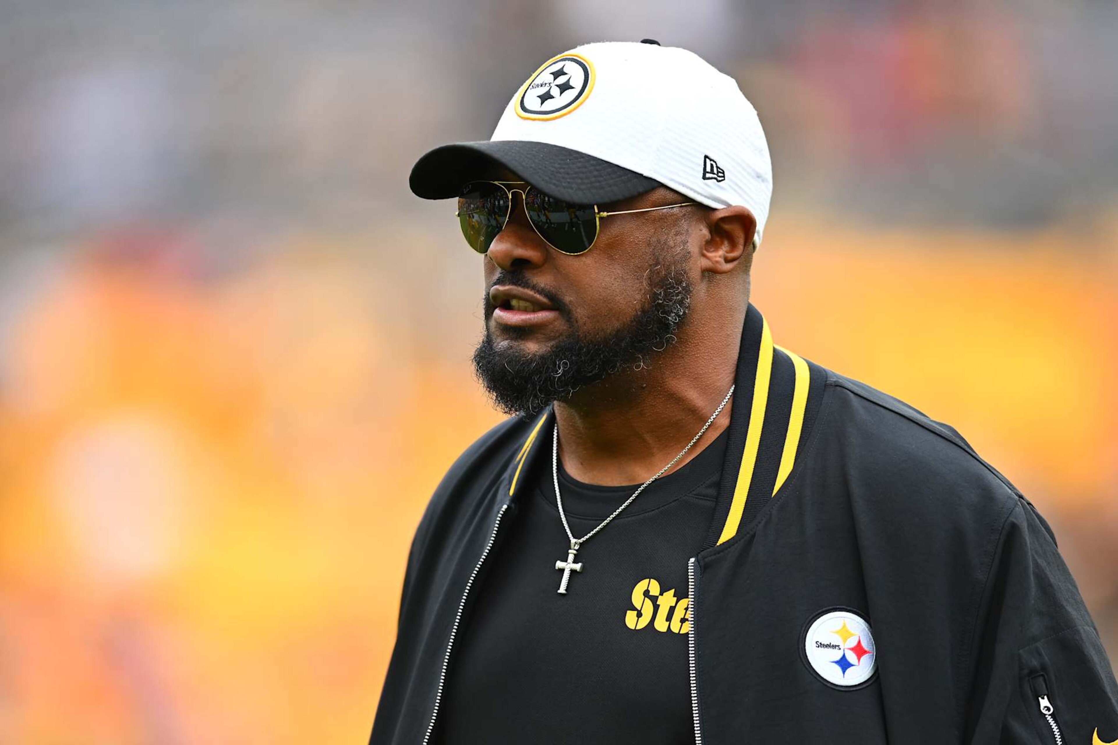 PITTSBURGH, PENNSYLVANIA - DECEMBER 25: Head coach Mike Tomlin of the Pittsburgh Steelers looks on during warm ups prior to the game against the Kansas City Chiefs at Acrisure Stadium on December 25, 2024 in Pittsburgh, Pennsylvania. (Photo by Joe Sargent/Getty Images) PITTSBURGH, PENNSYLVANIA - DECEMBER 25: Head coach Mike Tomlin of the Pittsburgh Steelers looks on during warm ups prior to the game against the Kansas City Chiefs at Acrisure Stadium on December 25, 2024 in Pittsburgh, Pennsylvania. (Photo by Joe Sargent/Getty Images)
