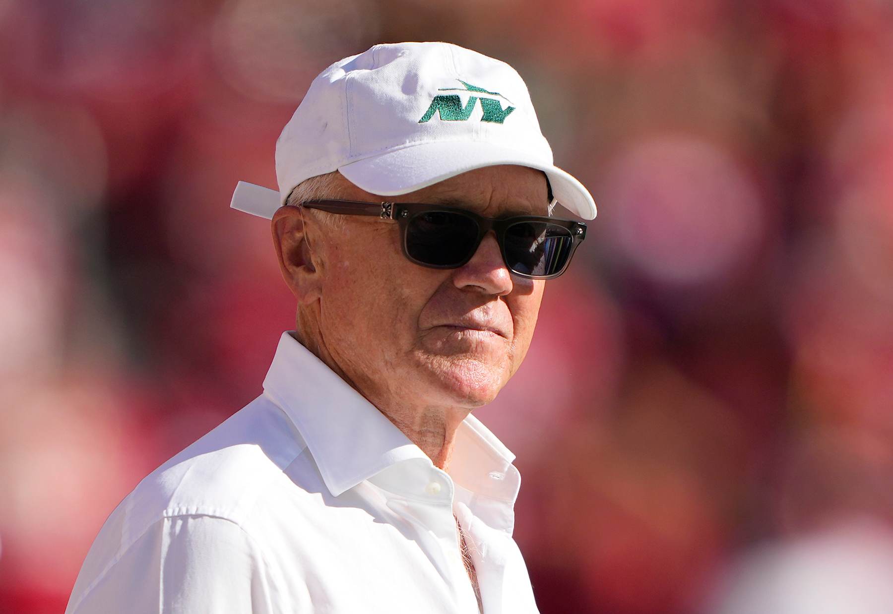 SANTA CLARA, CALIFORNIA - SEPTEMBER 09: Woody Johnson, New York Jets owner, looks on before the game against the San Francisco 49ers at Levi's Stadium on September 09, 2024 in Santa Clara, California. (Photo by Thearon W. Henderson/Getty Images) SANTA CLARA, CALIFORNIA - SEPTEMBER 09: Woody Johnson, New York Jets owner, looks on before the game against the San Francisco 49ers at Levi's Stadium on September 09, 2024 in Santa Clara, California. (Photo by Thearon W. Henderson/Getty Images)
