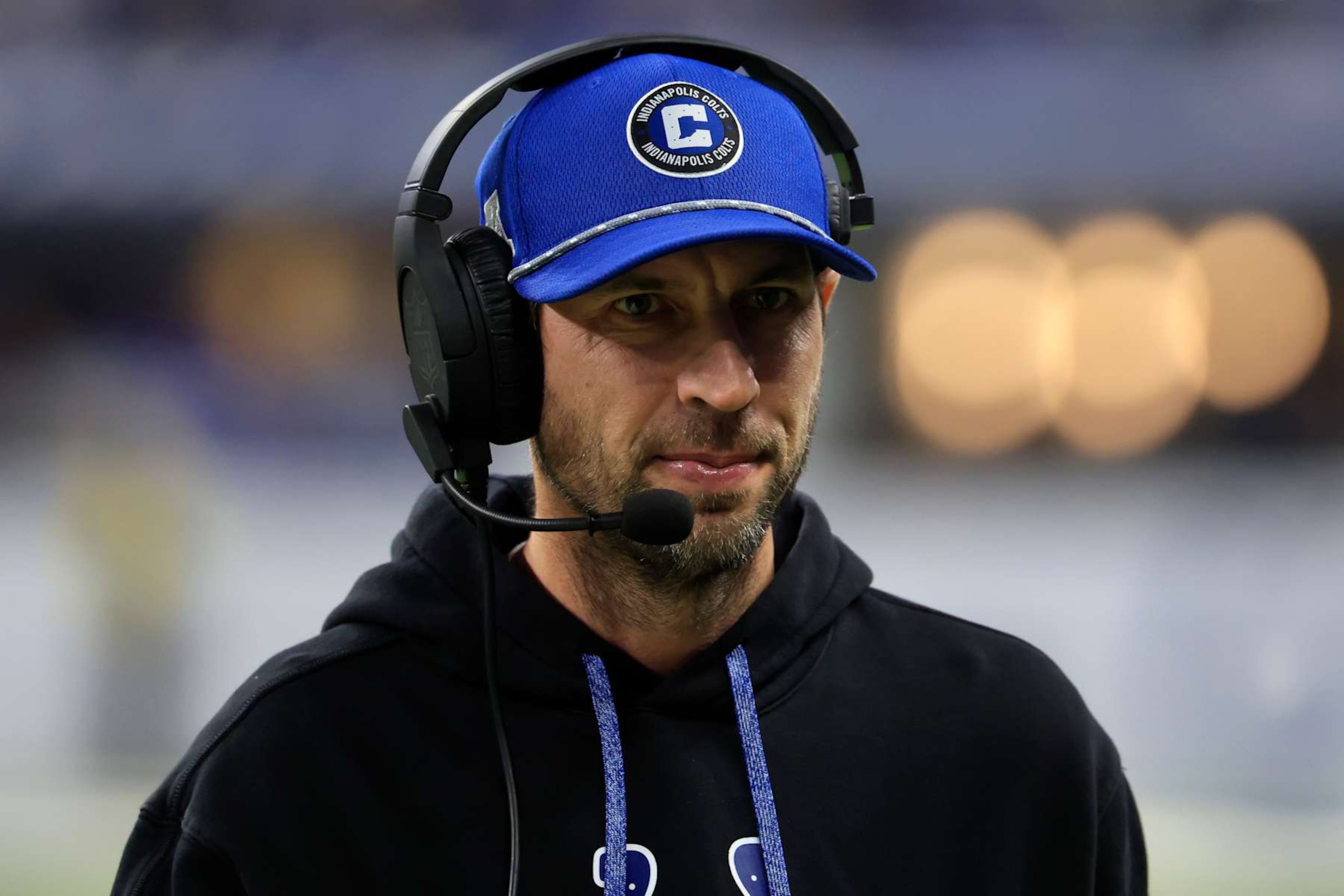 INDIANAPOLIS, INDIANA - JANUARY 05: Head coach Shane Steichen of the Indianapolis Colts looks on against the Jacksonville Jaguars at Lucas Oil Stadium on January 05, 2025 in Indianapolis, Indiana. (Photo by Justin Casterline/Getty Images)