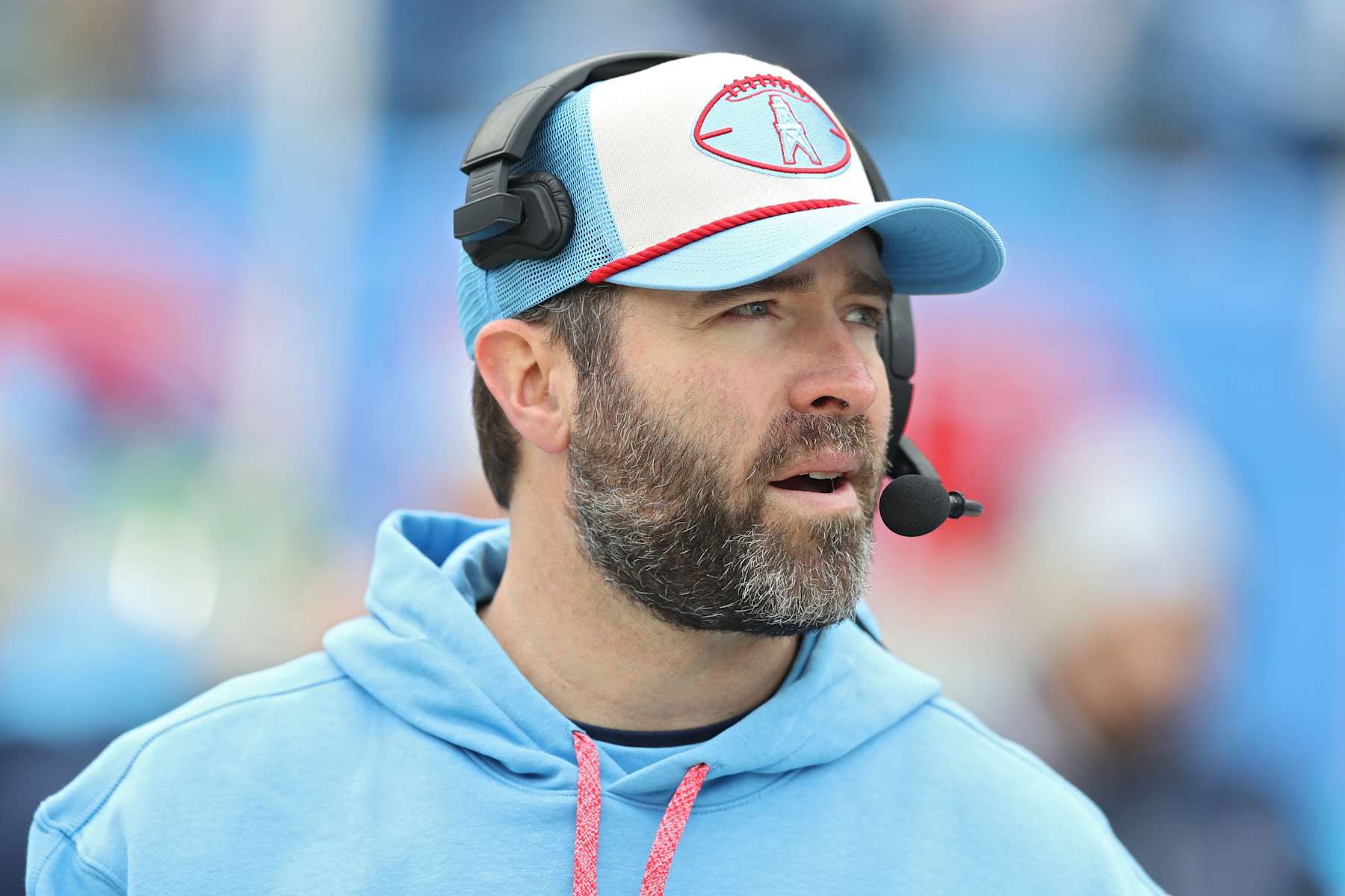 NASHVILLE, TENNESSEE - JANUARY 05: Head coach Brian Callahan of the Tennessee Titans looks on prior to the game against the Houston Texans at Nissan Stadium on January 05, 2025 in Nashville, Tennessee. (Photo by Justin Ford/Getty Images) NASHVILLE, TENNESSEE - JANUARY 05: Head coach Brian Callahan of the Tennessee Titans looks on prior to the game against the Houston Texans at Nissan Stadium on January 05, 2025 in Nashville, Tennessee. (Photo by Justin Ford/Getty Images)
