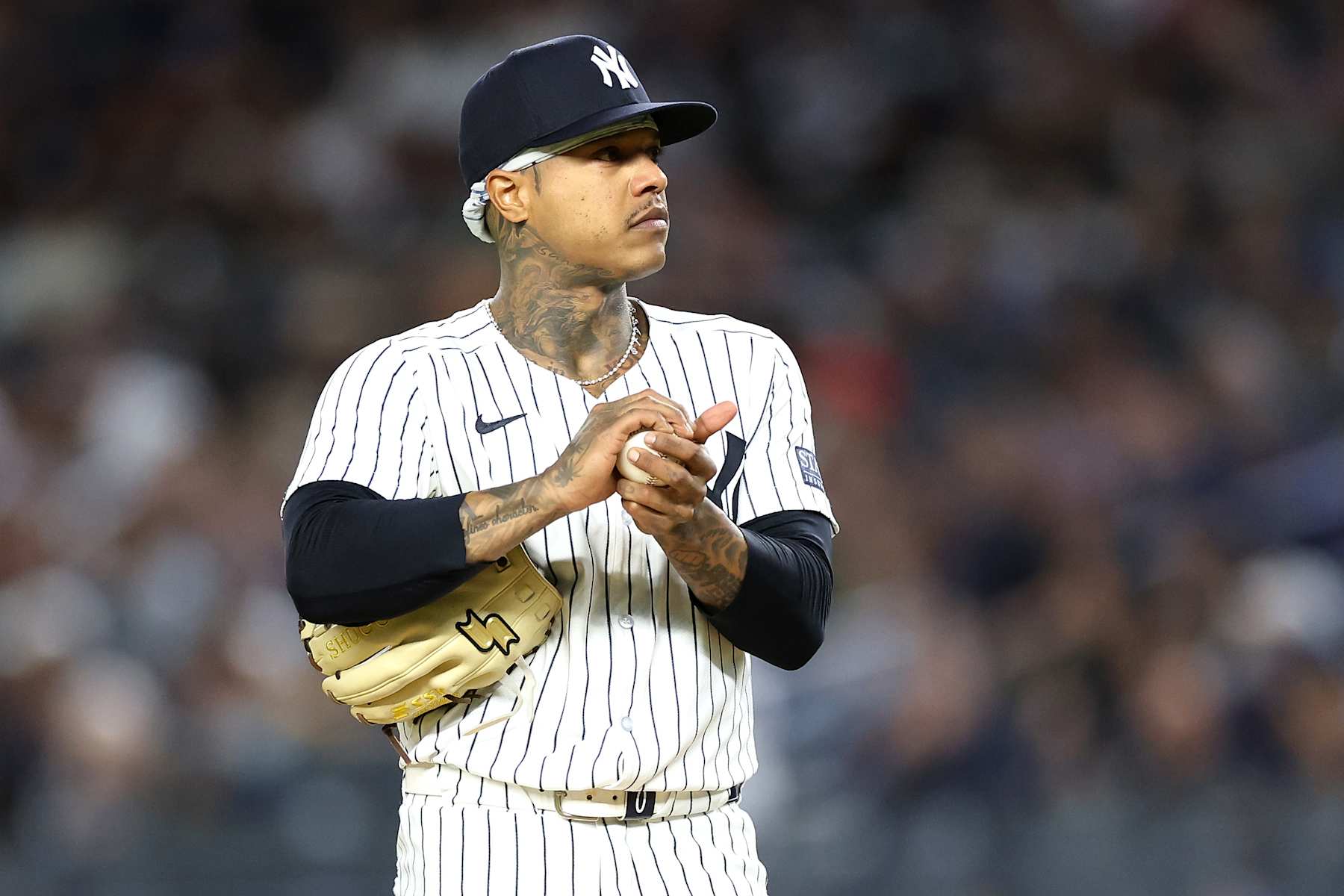 NEW YORK, NEW YORK - SEPTEMBER 25: Marcus Stroman #0 of the New York Yankees reacts against the Baltimore Orioles during the first inning at Yankee Stadium on September 25, 2024 in the Bronx borough of New York City. (Photo by Luke Hales/Getty Images) NEW YORK, NEW YORK - SEPTEMBER 25: Marcus Stroman #0 of the New York Yankees reacts against the Baltimore Orioles during the first inning at Yankee Stadium on September 25, 2024 in the Bronx borough of New York City. (Photo by Luke Hales/Getty Images)