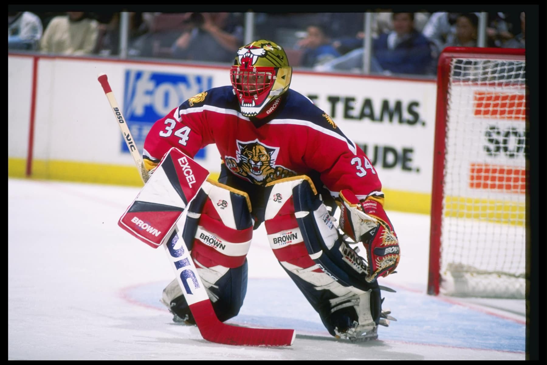8 Jan 1997:  Goaltender John Vanbiesbrouck of the Florida Panthers stands in goal during a game against the Anaheim Mighty Ducks at Arrowhead Pond in Anaheim, California.  The Ducks won the game 3-2. Mandatory Credit: Glenn Cratty  /Allsport