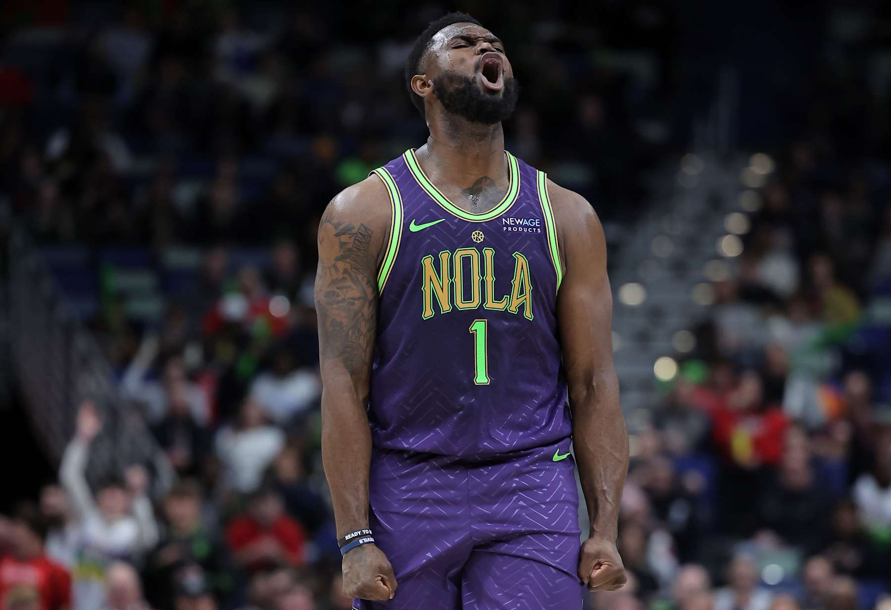 NEW ORLEANS, LOUISIANA - JANUARY 07: Zion Williamson #1 of the New Orleans Pelicans reacts during the first half against the Minnesota Timberwolves at the Smoothie King Center on January 07, 2025 in New Orleans, Louisiana. NOTE TO USER: User expressly acknowledges and agrees that, by downloading and or using this Photograph, user is consenting to the terms and conditions of the Getty Images License Agreement. (Photo by Jonathan Bachman/Getty Images) NEW ORLEANS, LOUISIANA - JANUARY 07: Zion Williamson #1 of the New Orleans Pelicans reacts during the first half against the Minnesota Timberwolves at the Smoothie King Center on January 07, 2025 in New Orleans, Louisiana. NOTE TO USER: User expressly acknowledges and agrees that, by downloading and or using this Photograph, user is consenting to the terms and conditions of the Getty Images License Agreement. (Photo by Jonathan Bachman/Getty Images)