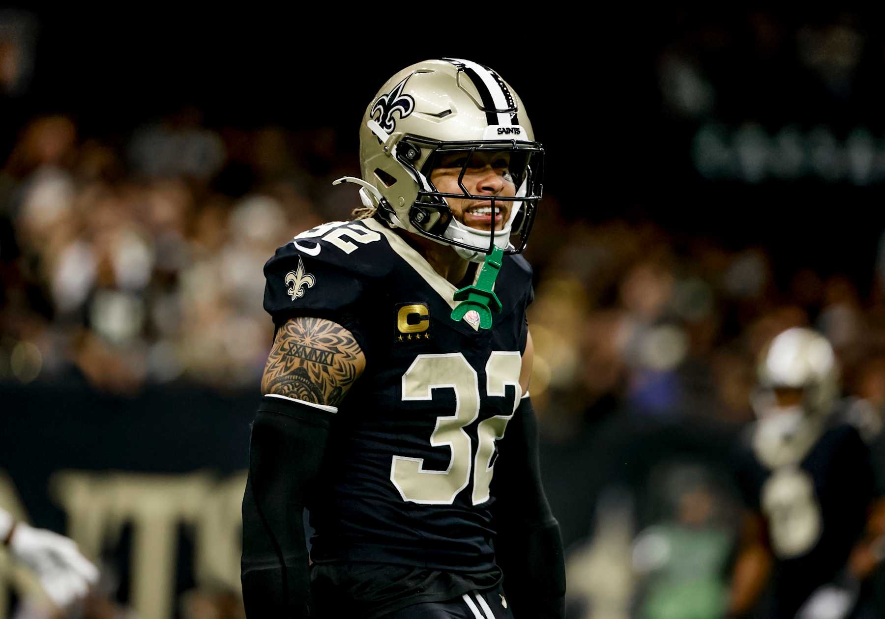 NEW  ORLEANS, LOUISIANA - DECEMBER 29: Tyrann Mathieu #32 of the New Orleans Saints plays against the Las Vegas Raiders during the second half of a game at the Caesars Superdome on December 29, 2024 in New Orleans, Louisiana.  (Photo by Derick E. Hingle/Getty Images)