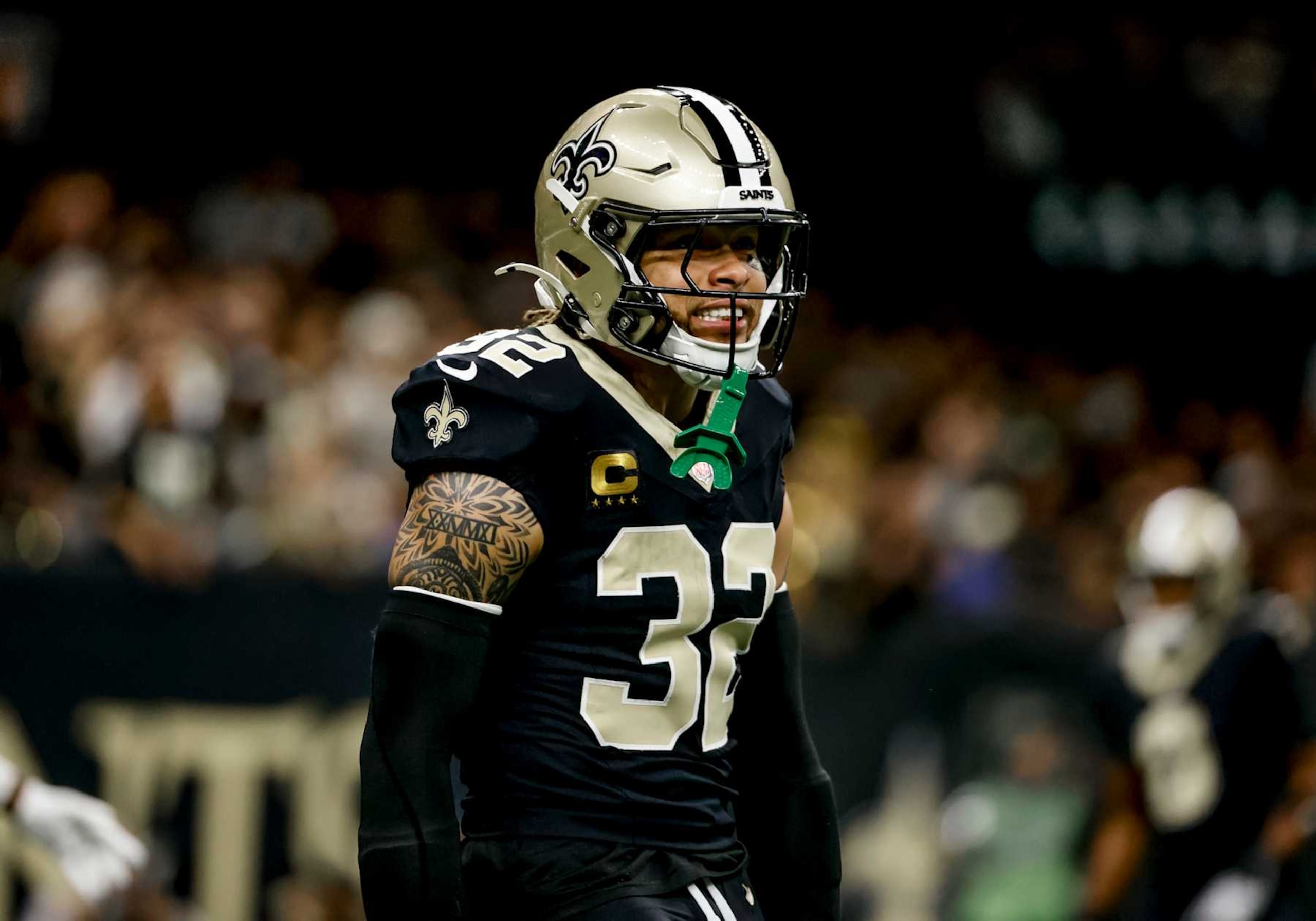 NEW  ORLEANS, LOUISIANA - DECEMBER 29: Tyrann Mathieu #32 of the New Orleans Saints plays against the Las Vegas Raiders during the second half of a game at the Caesars Superdome on December 29, 2024 in New Orleans, Louisiana.  (Photo by Derick E. Hingle/Getty Images)