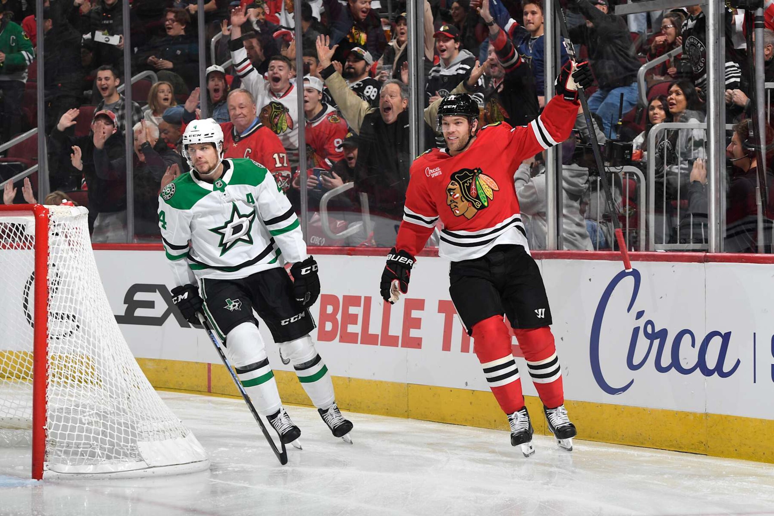 CHICAGO, ILLINOIS - NOVEMBER 27: Taylor Hall #71 of the Chicago Blackhawks reacts after scoring against the Dallas Stars in the first period at the United Center on November 27, 2024 in Chicago, Illinois. (Photo by Bill Smith/NHLI via Getty Images) CHICAGO, ILLINOIS - NOVEMBER 27: Taylor Hall #71 of the Chicago Blackhawks reacts after scoring against the Dallas Stars in the first period at the United Center on November 27, 2024 in Chicago, Illinois. (Photo by Bill Smith/NHLI via Getty Images)