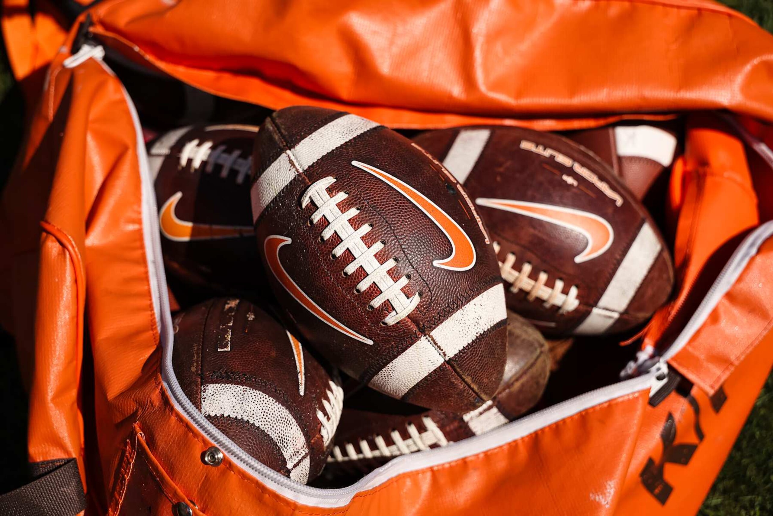 STATE COLLEGE, PA - SEPTEMBER 07: A general view of Nike branded Bowling Green Falcons footballs on the sideline during the game against the Penn State Nittany Lions at Beaver Stadium on September 7, 2024 in State College, Pennsylvania. (Photo by Scott Taetsch/Getty Images) STATE COLLEGE, PA - SEPTEMBER 07: A general view of Nike branded Bowling Green Falcons footballs on the sideline during the game against the Penn State Nittany Lions at Beaver Stadium on September 7, 2024 in State College, Pennsylvania. (Photo by Scott Taetsch/Getty Images)