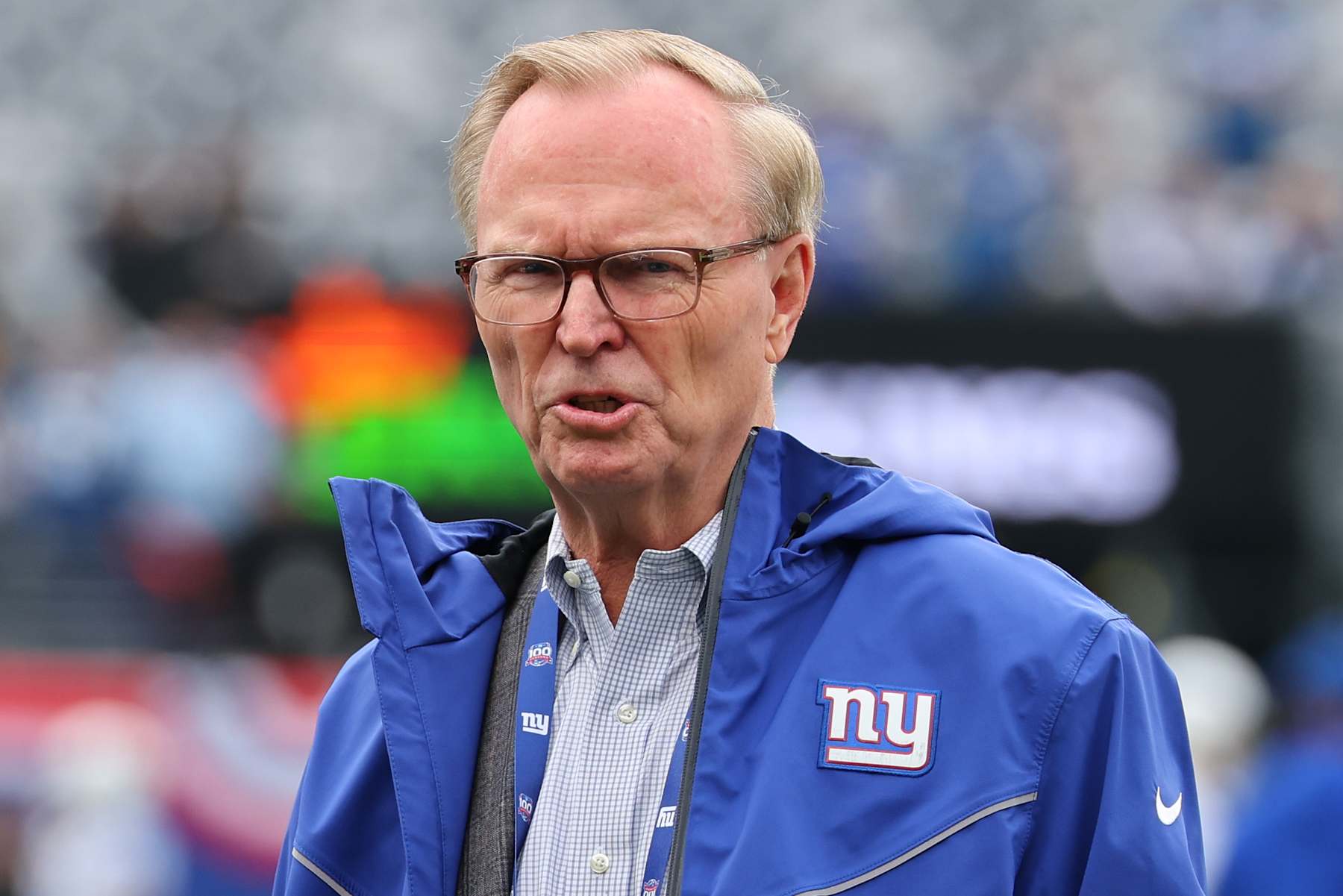 EAST RUTHERFORD, NEW JERSEY - DECEMBER 29: John Mara president of the New York Giants on the field before the start of their game against the Indianapolis Colts at MetLife Stadium on December 29, 2024 in East Rutherford, New Jersey. (Photo by Ed Mulholland/Getty Images)