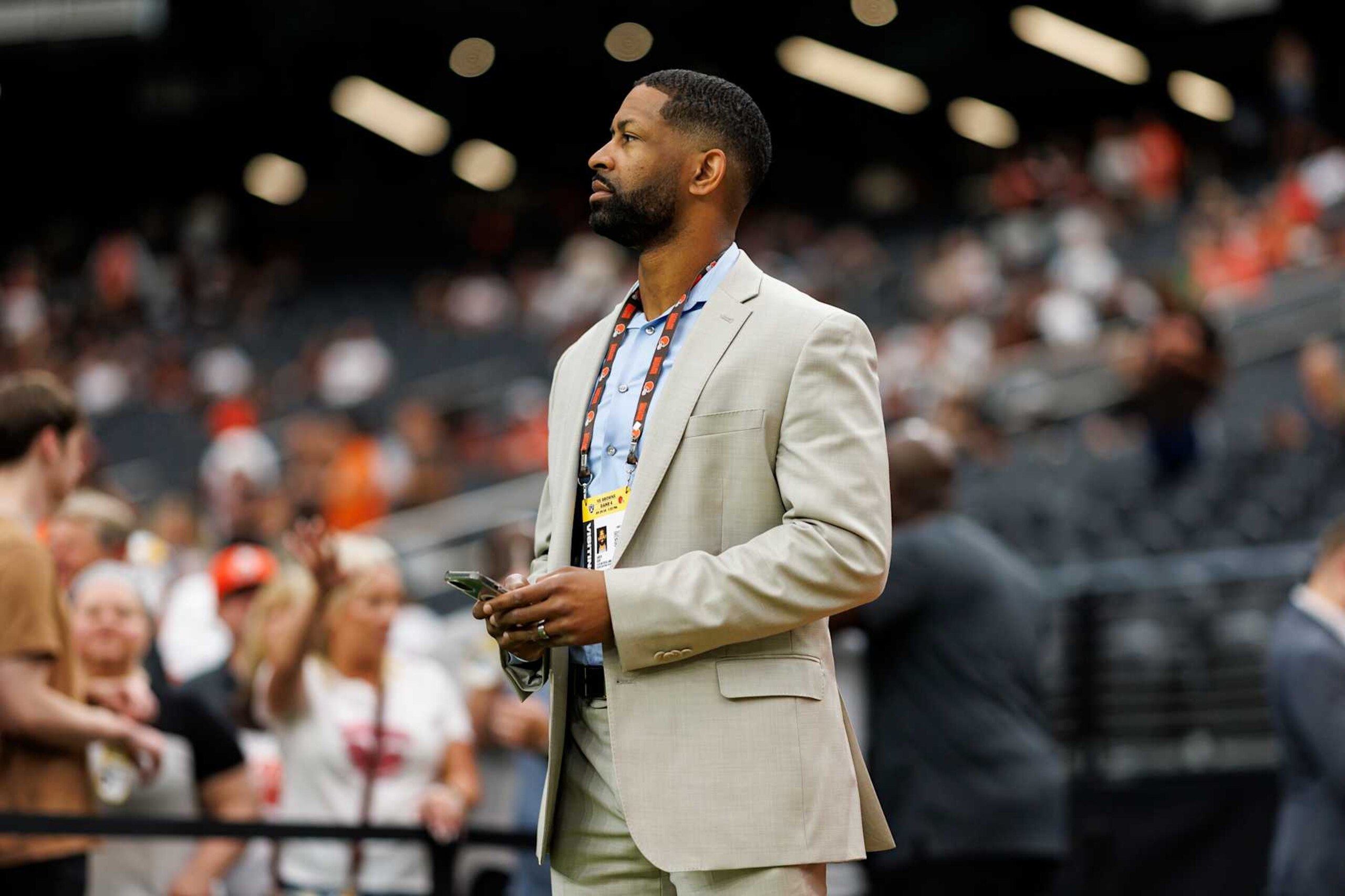 LAS VEGAS, NV - SEPTEMBER 29: General manager Andrew Berry of the Cleveland Browns stands on the field prior to an NFL football game against the Las Vegas Raiders, at Allegiant Stadium on September 29, 2024 in Las Vegas, Nevada. (Photo by Brooke Sutton/Getty Images) LAS VEGAS, NV - SEPTEMBER 29: General manager Andrew Berry of the Cleveland Browns stands on the field prior to an NFL football game against the Las Vegas Raiders, at Allegiant Stadium on September 29, 2024 in Las Vegas, Nevada. (Photo by Brooke Sutton/Getty Images)