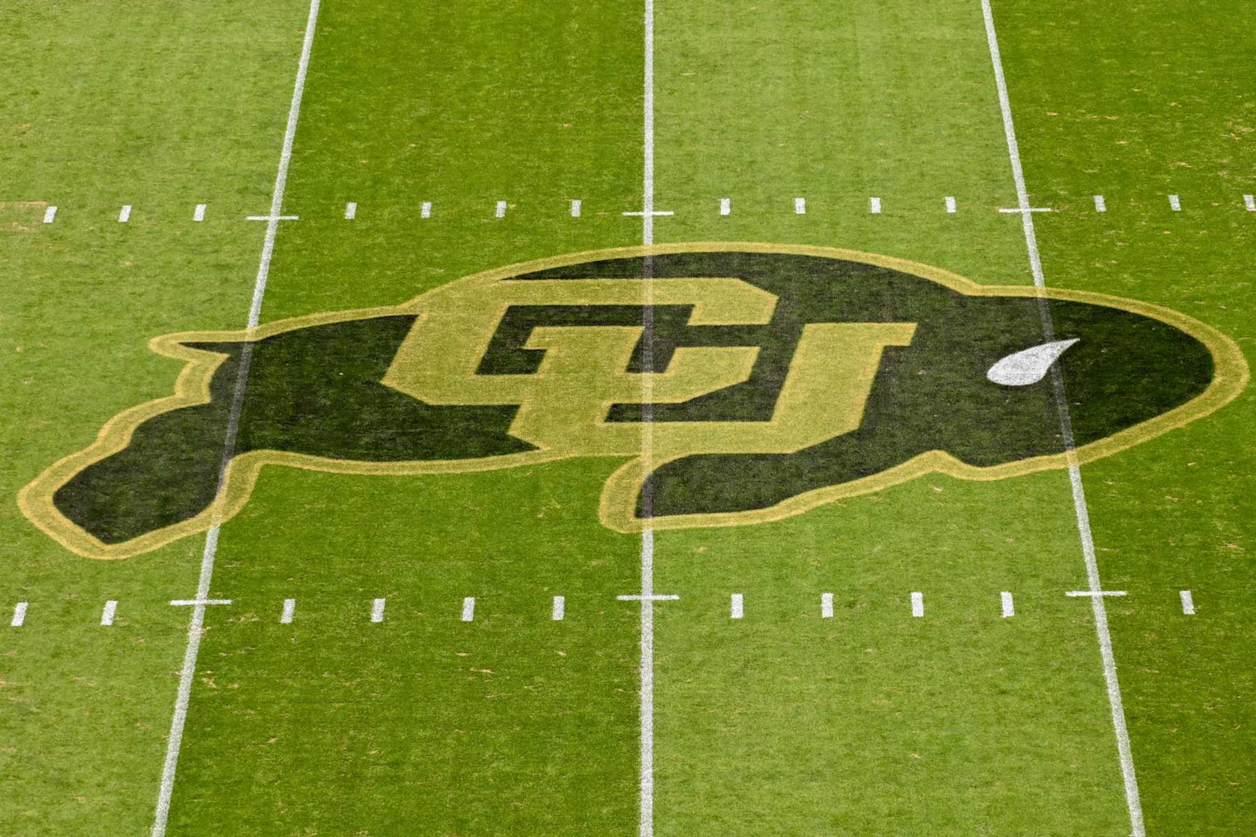 BOULDER, CO - AUGUST 29: The University of Colorado Buffaloes logo displayed on the field at the college football game between the North Dakota State Bison and the Colorado Buffaloes on August 29, 2024 at Folsom Field in Boulder, CO. (Photo by Kevin Langley/Icon Sportswire via Getty Images) BOULDER, CO - AUGUST 29: The University of Colorado Buffaloes logo displayed on the field at the college football game between the North Dakota State Bison and the Colorado Buffaloes on August 29, 2024 at Folsom Field in Boulder, CO. (Photo by Kevin Langley/Icon Sportswire via Getty Images)