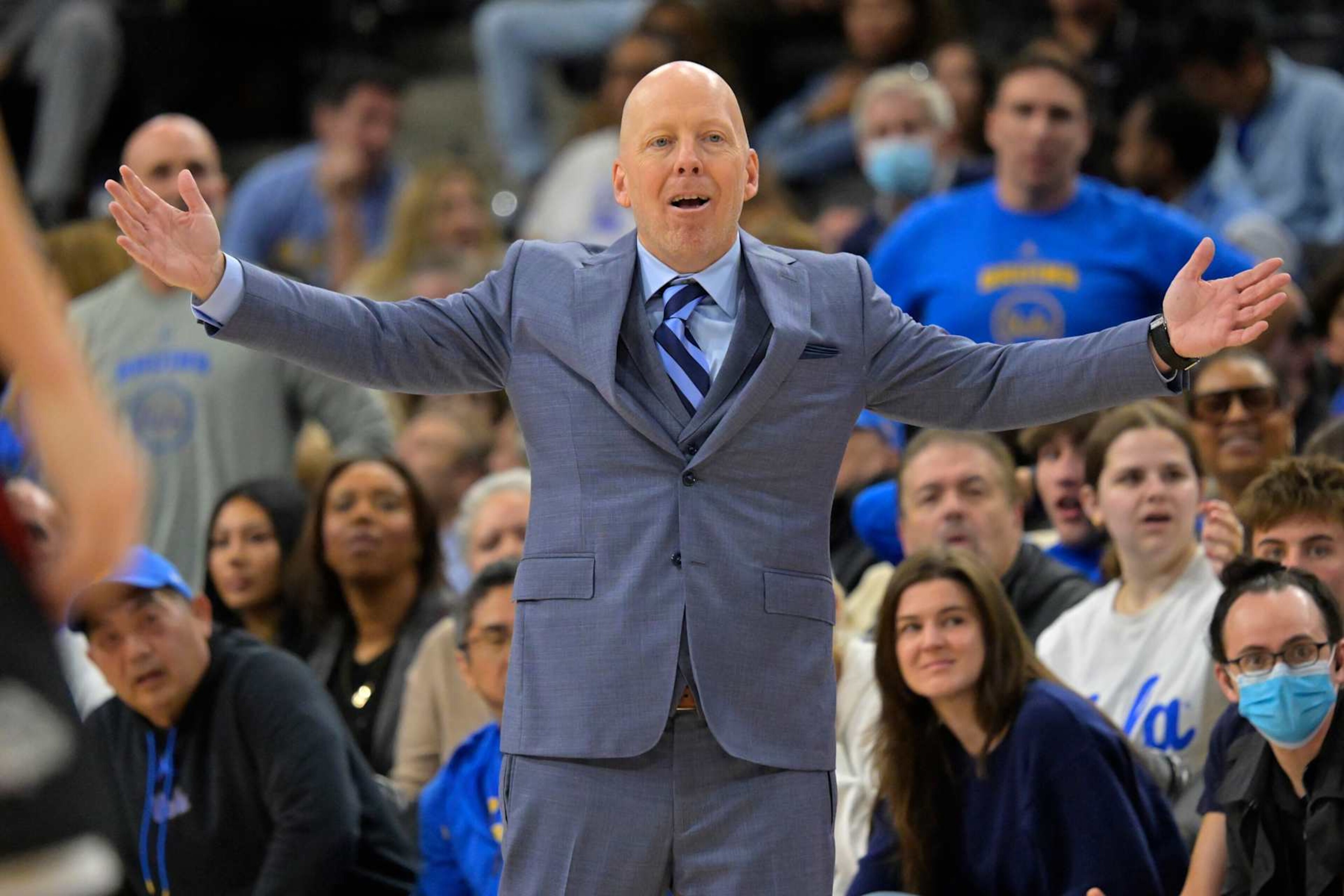 INGLEWOOD, CALIFORNIA - DECEMBER 28: Head coach Mick Cronin of the UCLA Bruins reacts in the second half against the Gonzaga Bulldogs at Intuit Dome on December 28, 2024 in Inglewood, California. (Photo by Jayne Kamin-Oncea/Getty Images) INGLEWOOD, CALIFORNIA - DECEMBER 28: Head coach Mick Cronin of the UCLA Bruins reacts in the second half against the Gonzaga Bulldogs at Intuit Dome on December 28, 2024 in Inglewood, California. (Photo by Jayne Kamin-Oncea/Getty Images)