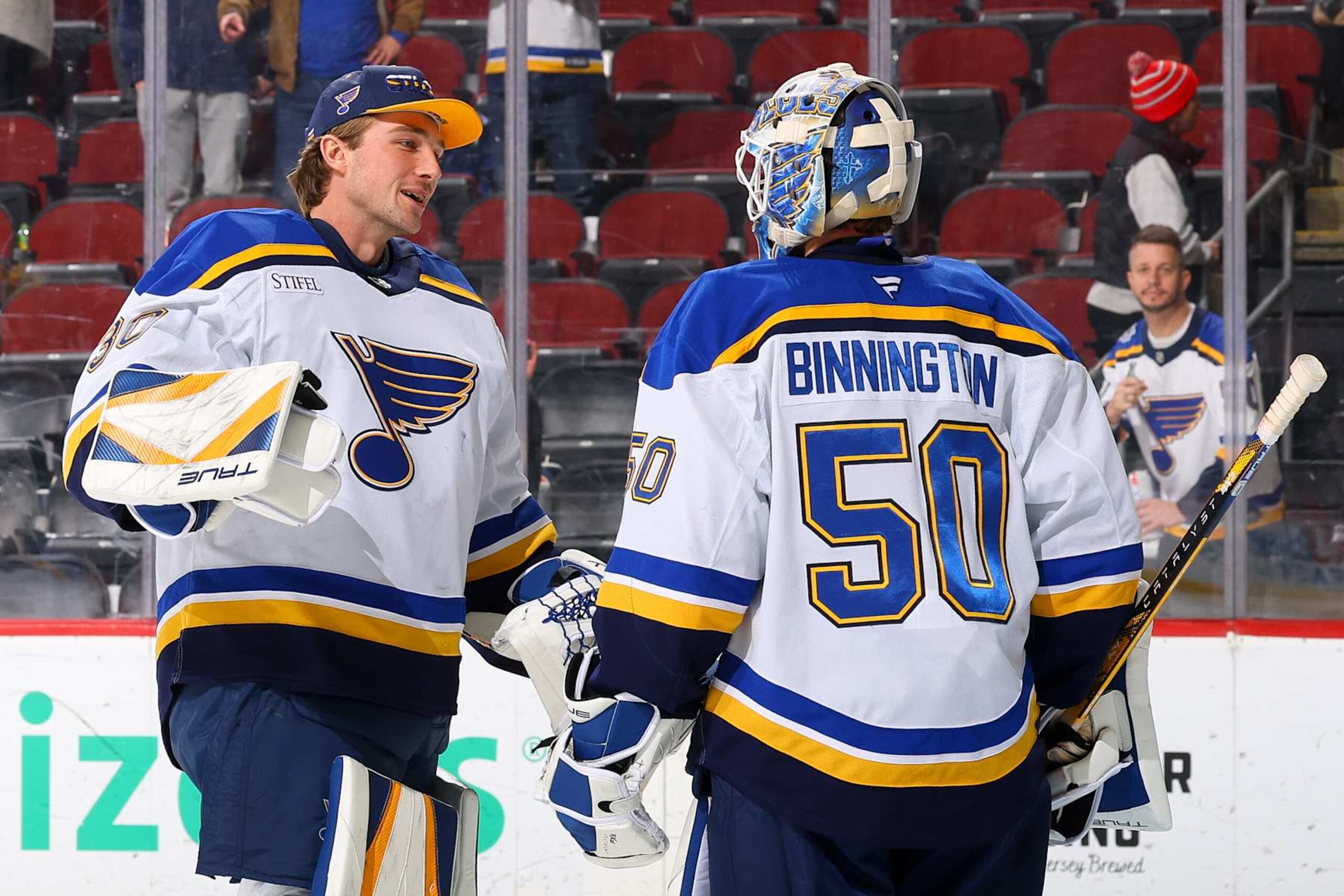 Joel Hofer and Jordan Binnington. Joel Hofer and Jordan Binnington.