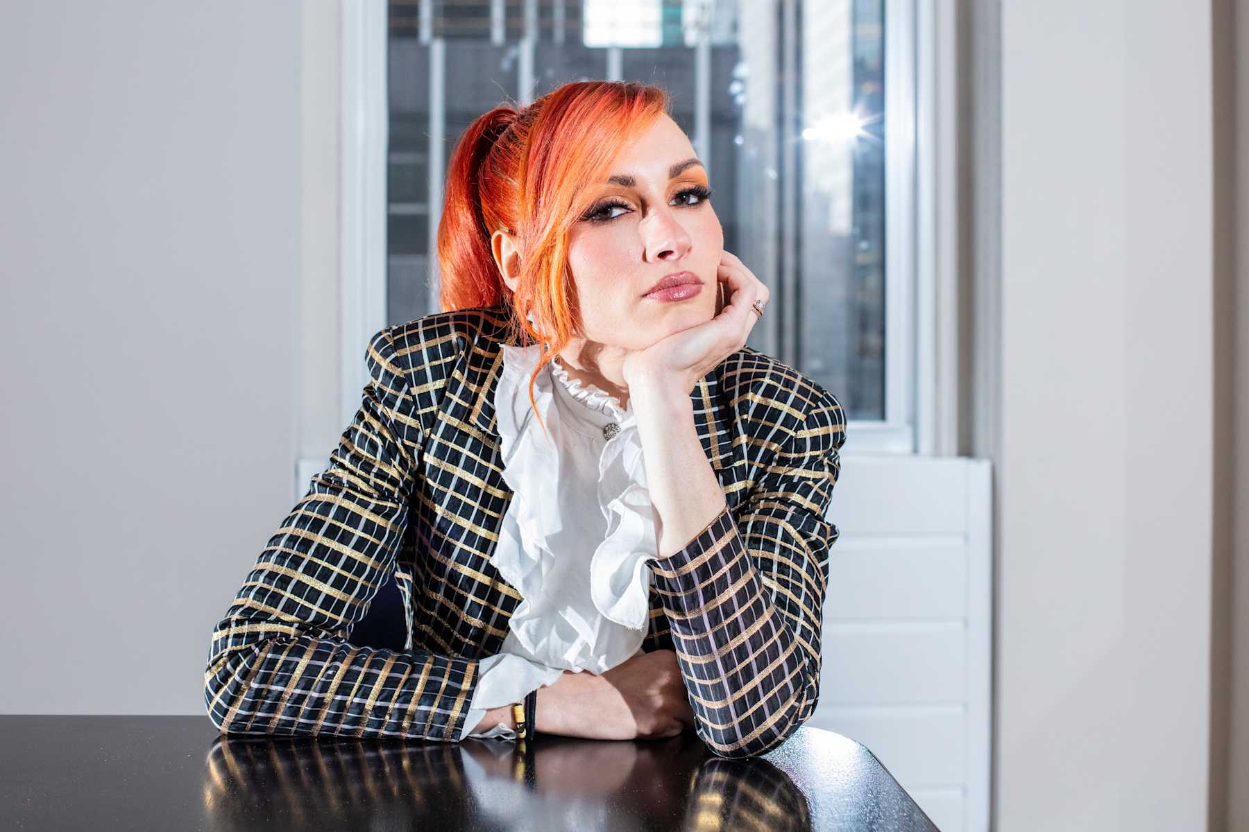 NEW YORK, NY - MAR 26: WWE's Becky Lynch poses for a portrait at the Simon and Schuster offices while promoting her new book in New York N.Y., on March 26, 2024. (Photo by Bryan Anselm For The Washington Post via Getty Images)