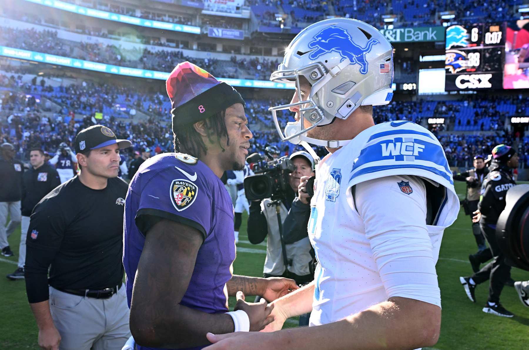 Ravens QB Lamar Jackson and Lions QB Jared Goff