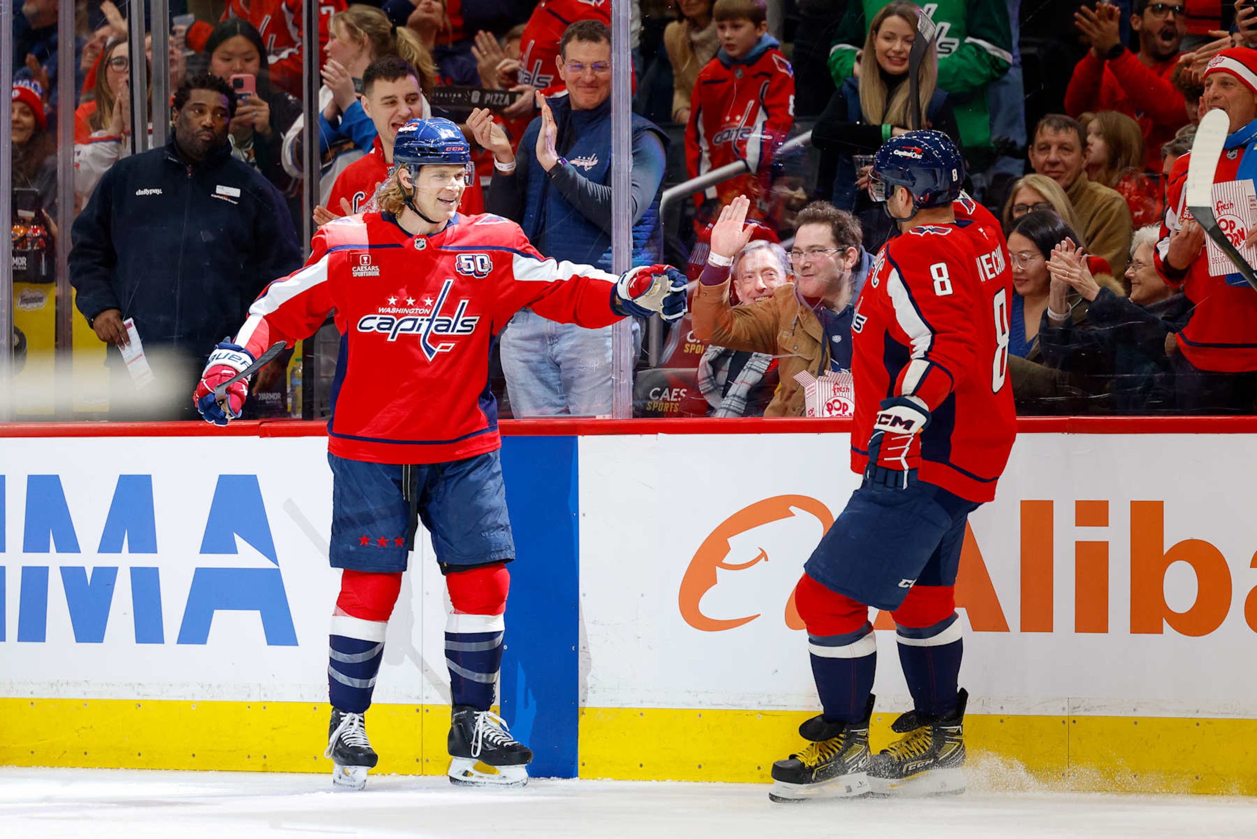 Jakub Chychrun and Alex Ovechkin. Jakub Chychrun and Alex Ovechkin.