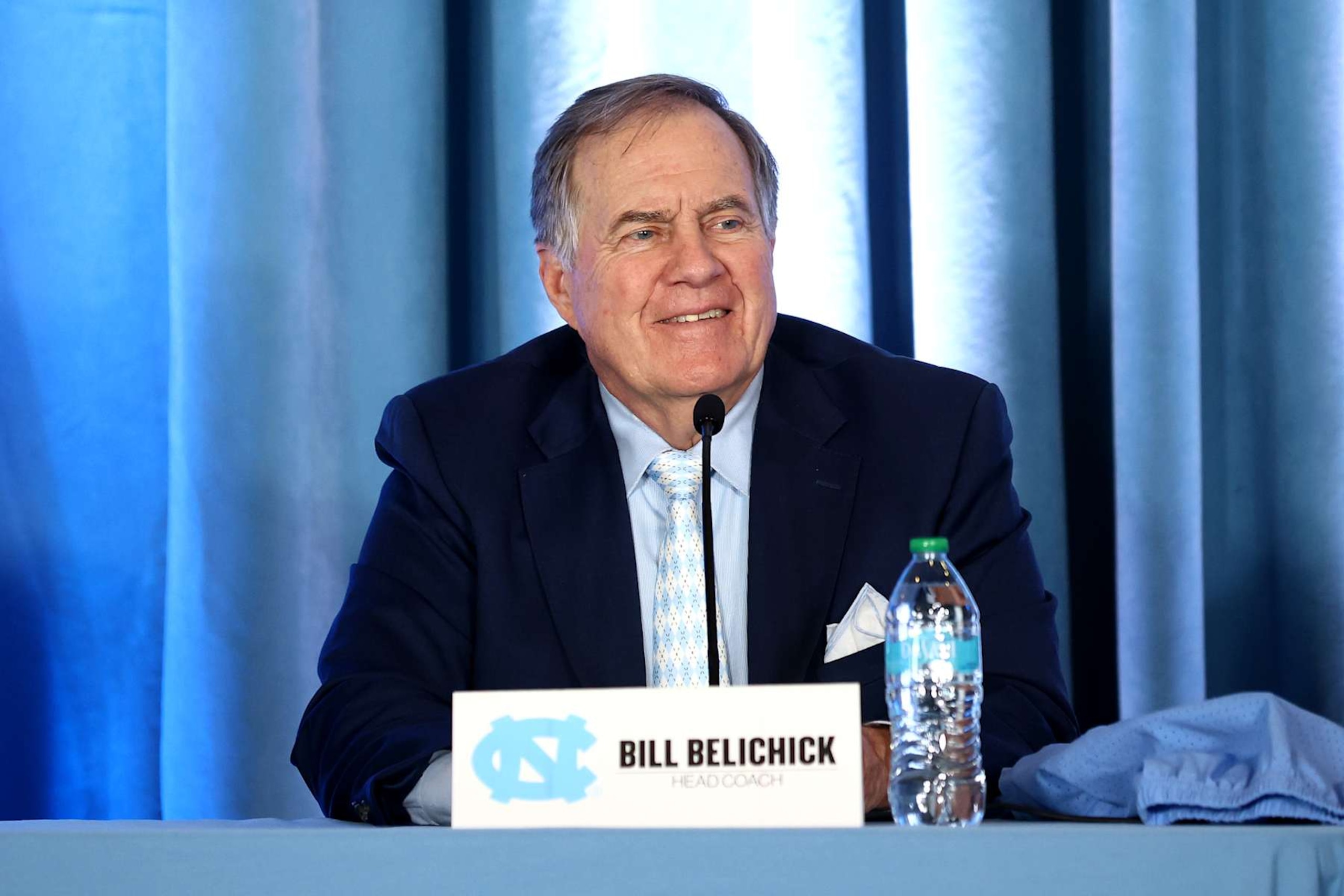 CHAPEL HILL, NORTH CAROLINA - DECEMBER 12: Head Coach Bill Belichick of the North Carolina Tar Heels speaks to the media during a press conference on December 12, 2024 in Chapel Hill, North Carolina. (Photo by Jared C. Tilton/Getty Images) CHAPEL HILL, NORTH CAROLINA - DECEMBER 12: Head Coach Bill Belichick of the North Carolina Tar Heels speaks to the media during a press conference on December 12, 2024 in Chapel Hill, North Carolina. (Photo by Jared C. Tilton/Getty Images)