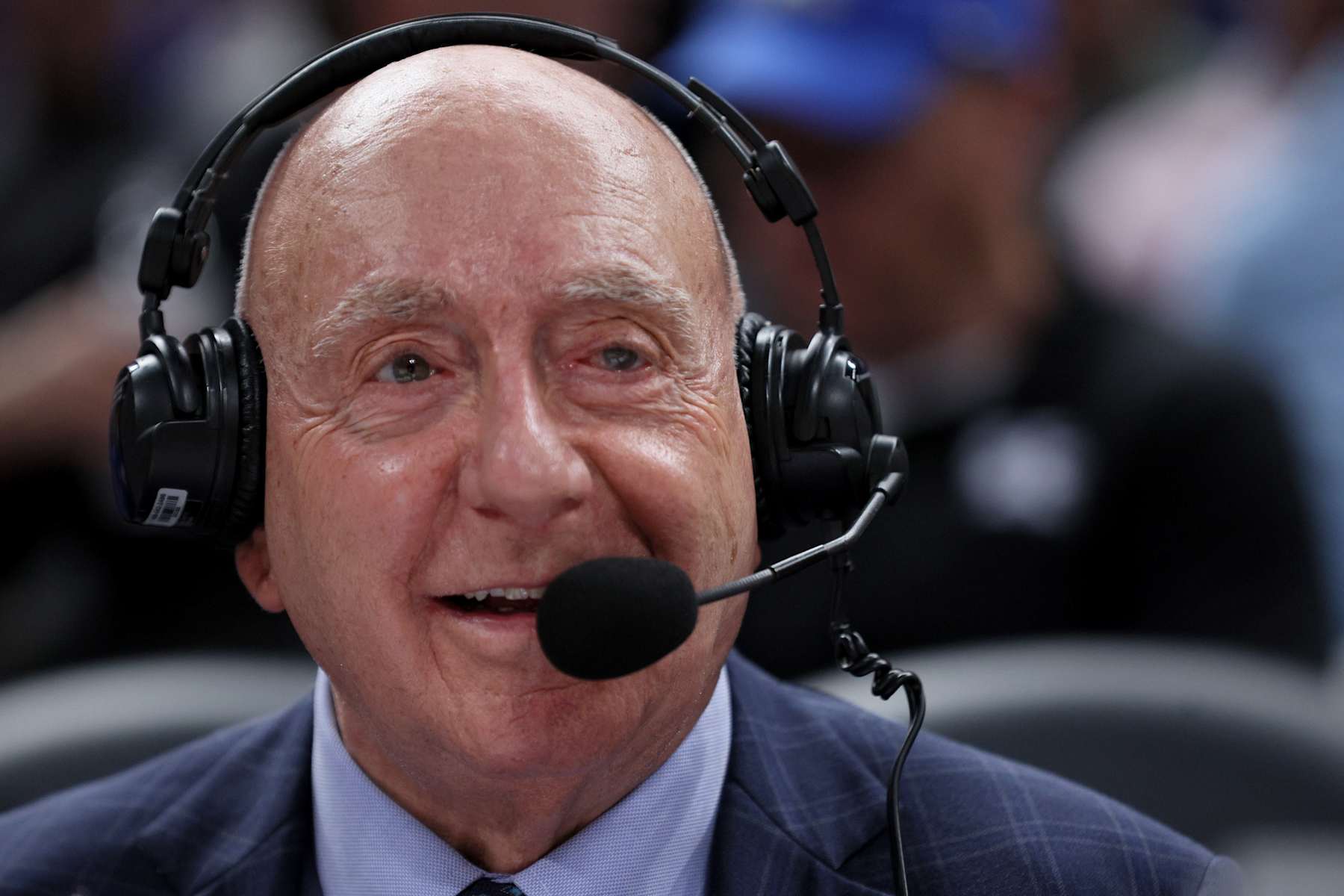 INDIANAPOLIS, INDIANA - NOVEMBER 15: ESPN analyst Dick Vitale calls the game between the Kentucky Wildcats and the Michigan State Spartans during the Champions Classic at Gainbridge Fieldhouse on November 15, 2022 in Indianapolis, Indiana. (Photo by Andy Lyons/Getty Images)