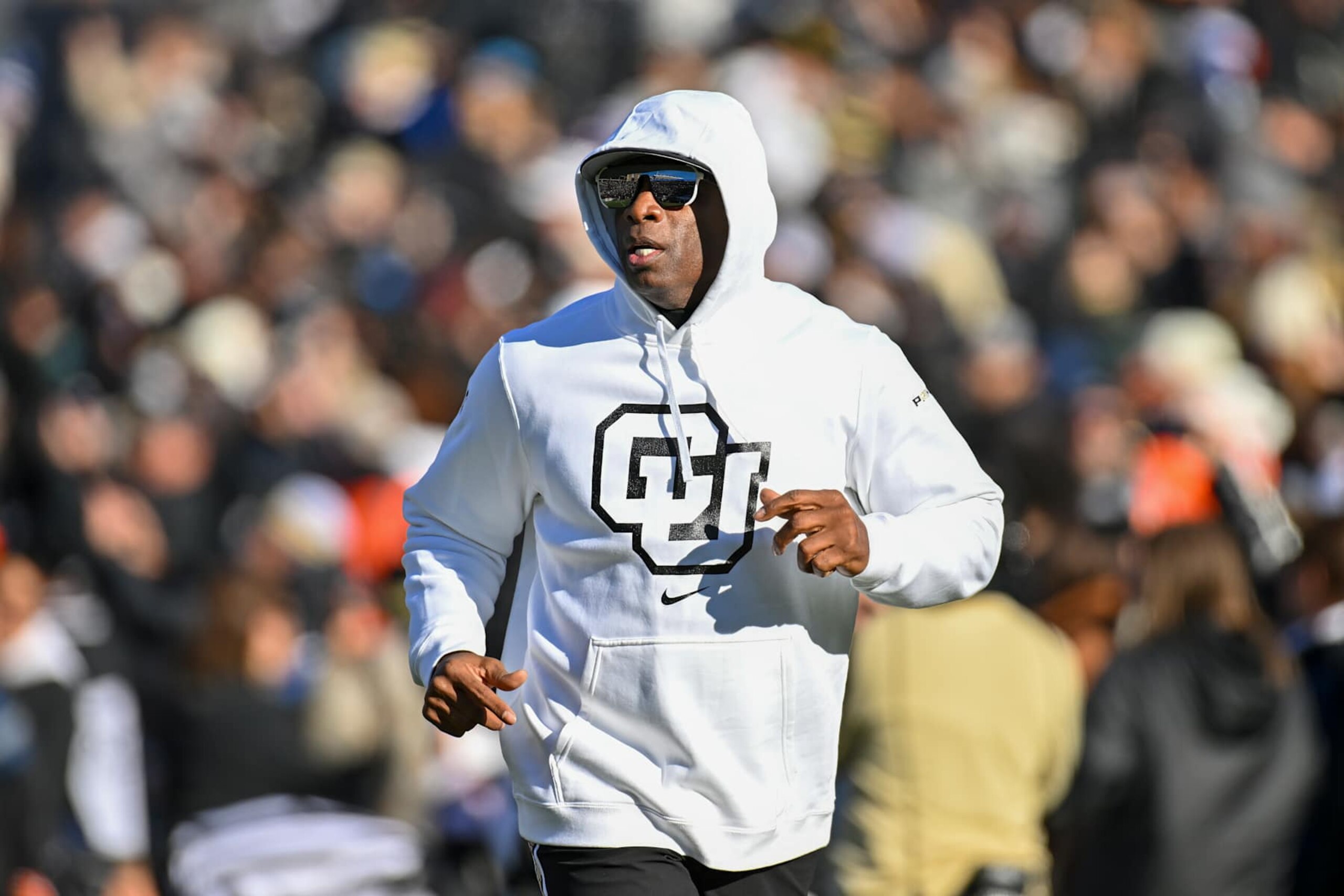 BOULDER, CO - NOVEMBER 29: Colorado head coach Deion Sanders during the college football game between the Oklahoma State University Cowboys and the University of Colorado Buffaloes on November 29, 2024 at Folsom Field in Boulder, CO. (Photo by Kevin Langley/Icon Sportswire via Getty Images) BOULDER, CO - NOVEMBER 29: Colorado head coach Deion Sanders during the college football game between the Oklahoma State University Cowboys and the University of Colorado Buffaloes on November 29, 2024 at Folsom Field in Boulder, CO. (Photo by Kevin Langley/Icon Sportswire via Getty Images)