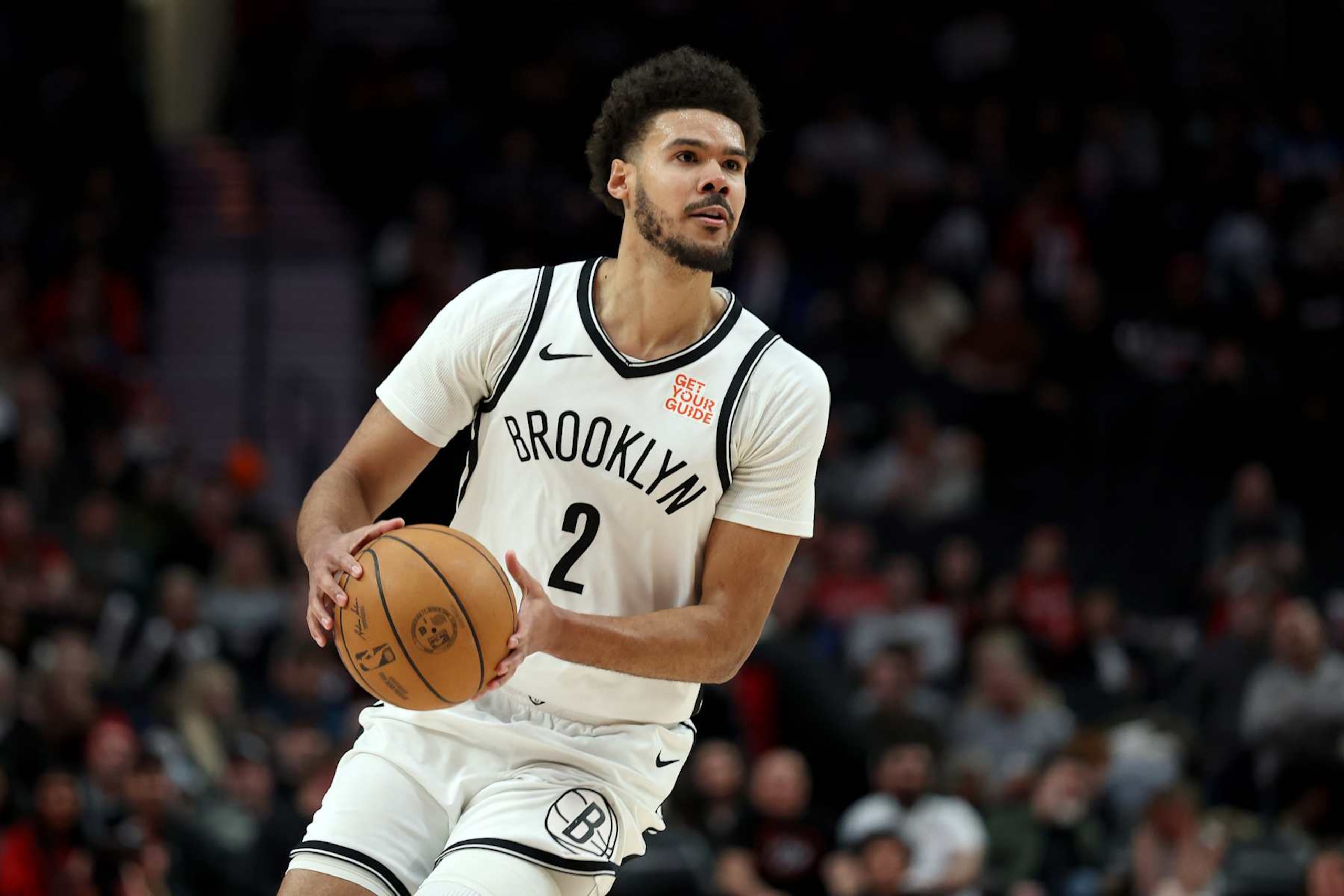PORTLAND, OREGON - JANUARY 14: Cameron Johnson #2 of the Brooklyn Nets looks to shoot against the Portland Trail Blazers during the second half at Moda Center on January 14, 2025 in Portland, Oregon. NOTE TO USER: User expressly acknowledges and agrees that, by downloading and or using this photograph, User is consenting to the terms and conditions of the Getty Images License Agreement. (Photo by Steph Chambers/Getty Images) PORTLAND, OREGON - JANUARY 14: Cameron Johnson #2 of the Brooklyn Nets looks to shoot against the Portland Trail Blazers during the second half at Moda Center on January 14, 2025 in Portland, Oregon. NOTE TO USER: User expressly acknowledges and agrees that, by downloading and or using this photograph, User is consenting to the terms and conditions of the Getty Images License Agreement. (Photo by Steph Chambers/Getty Images)