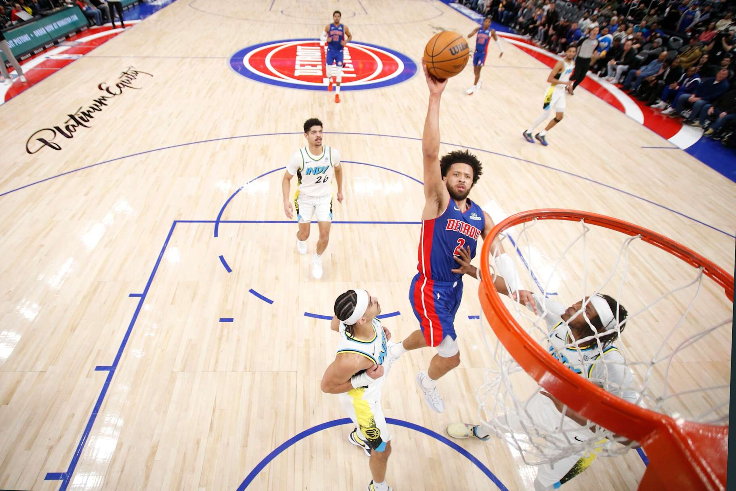 DETROIT, MI - JANUARY 16: Cade Cunningham #2 of the Detroit Pistons shoots the ball during the game against the Indiana Pacers on January 16, 2025 at Little Caesars Arena in Detroit, Michigan. NOTE TO USER: User expressly acknowledges and agrees that, by downloading and/or using this photograph, User is consenting to the terms and conditions of the Getty Images License Agreement. Mandatory Copyright Notice: Copyright 2025 NBAE (Photo by Brian Sevald/NBAE via Getty Images) DETROIT, MI - JANUARY 16: Cade Cunningham #2 of the Detroit Pistons shoots the ball during the game against the Indiana Pacers on January 16, 2025 at Little Caesars Arena in Detroit, Michigan. NOTE TO USER: User expressly acknowledges and agrees that, by downloading and/or using this photograph, User is consenting to the terms and conditions of the Getty Images License Agreement. Mandatory Copyright Notice: Copyright 2025 NBAE (Photo by Brian Sevald/NBAE via Getty Images)
