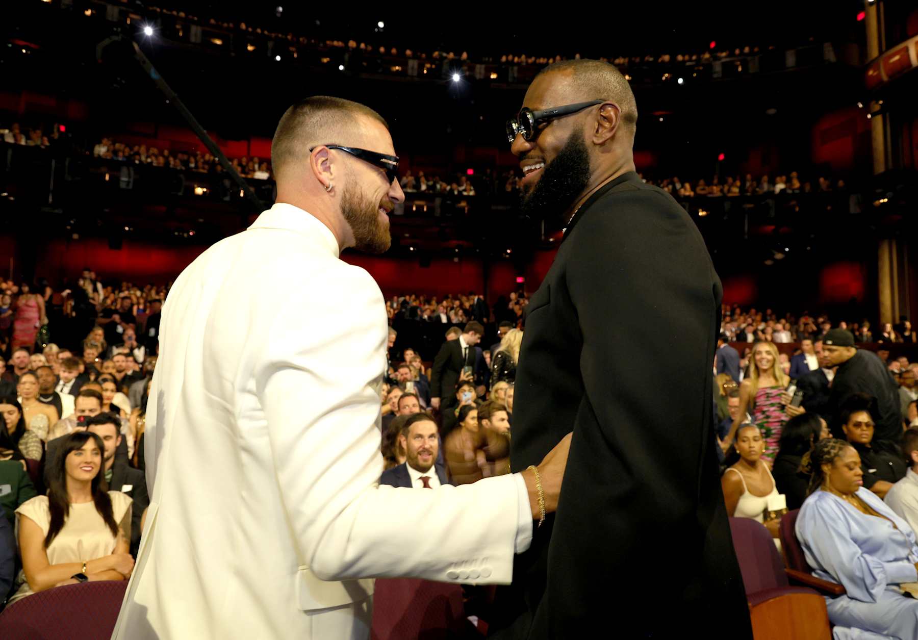 HOLLYWOOD, CALIFORNIA - JULY 12: (L-R) Travis Kelce and LeBron James attend The 2023 ESPY Awards at Dolby Theatre on July 12, 2023 in Hollywood, California. (Photo by Kevin Mazur/Getty Images)