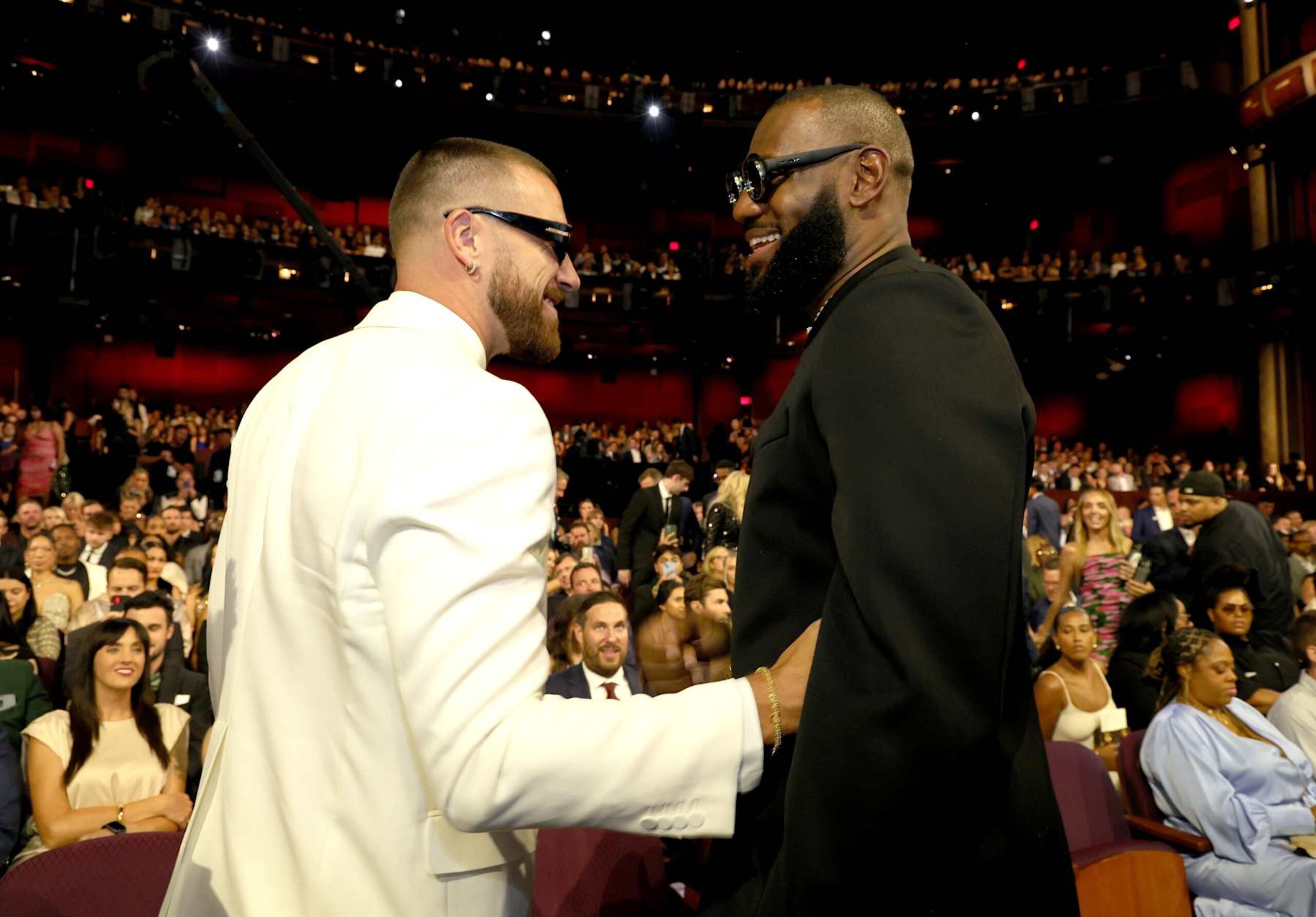 HOLLYWOOD, CALIFORNIA - JULY 12: (L-R) Travis Kelce and LeBron James attend The 2023 ESPY Awards at Dolby Theatre on July 12, 2023 in Hollywood, California. (Photo by Kevin Mazur/Getty Images) HOLLYWOOD, CALIFORNIA - JULY 12: (L-R) Travis Kelce and LeBron James attend The 2023 ESPY Awards at Dolby Theatre on July 12, 2023 in Hollywood, California. (Photo by Kevin Mazur/Getty Images)