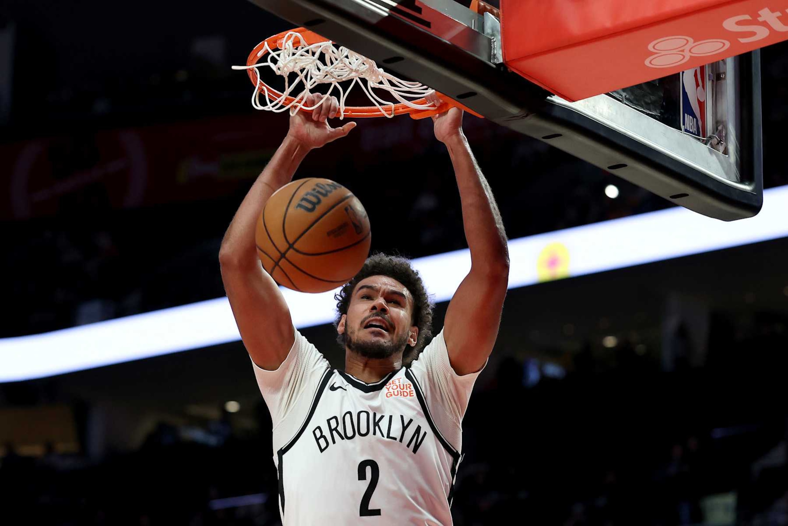 PORTLAND, OREGON - JANUARY 14: Cameron Johnson #2 of the Brooklyn Nets dunks during the second half against the Portland Trail Blazers at Moda Center on January 14, 2025 in Portland, Oregon. NOTE TO USER: User expressly acknowledges and agrees that, by downloading and or using this photograph, User is consenting to the terms and conditions of the Getty Images License Agreement. (Photo by Steph Chambers/Getty Images) PORTLAND, OREGON - JANUARY 14: Cameron Johnson #2 of the Brooklyn Nets dunks during the second half against the Portland Trail Blazers at Moda Center on January 14, 2025 in Portland, Oregon. NOTE TO USER: User expressly acknowledges and agrees that, by downloading and or using this photograph, User is consenting to the terms and conditions of the Getty Images License Agreement. (Photo by Steph Chambers/Getty Images)