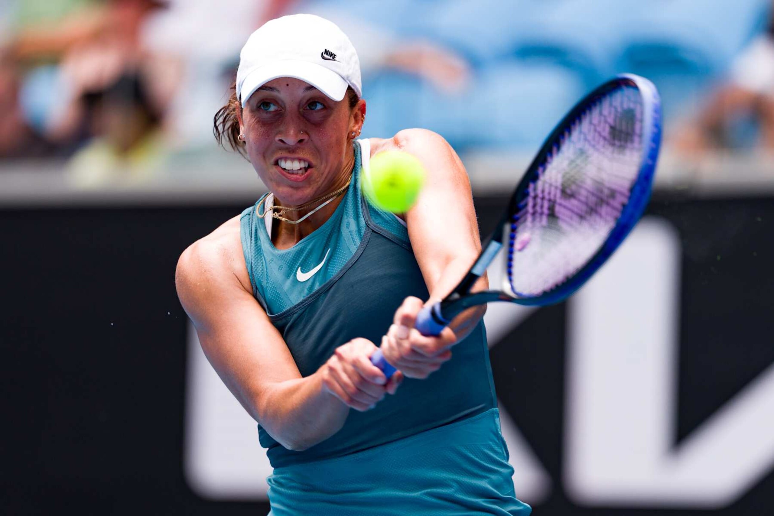 MELBOURNE, AUSTRALIA - JANUARY 20: Madison Keys of the United States plays a backhand in the Women's Singles Fourth Round match against Elena Rybakina of Kazakhstan during day nine of the 2025 Australian Open at Melbourne Park on January 20, 2025 in Melbourne, Australia. (Photo by Andy Cheung/Getty Images) MELBOURNE, AUSTRALIA - JANUARY 20: Madison Keys of the United States plays a backhand in the Women's Singles Fourth Round match against Elena Rybakina of Kazakhstan during day nine of the 2025 Australian Open at Melbourne Park on January 20, 2025 in Melbourne, Australia. (Photo by Andy Cheung/Getty Images)