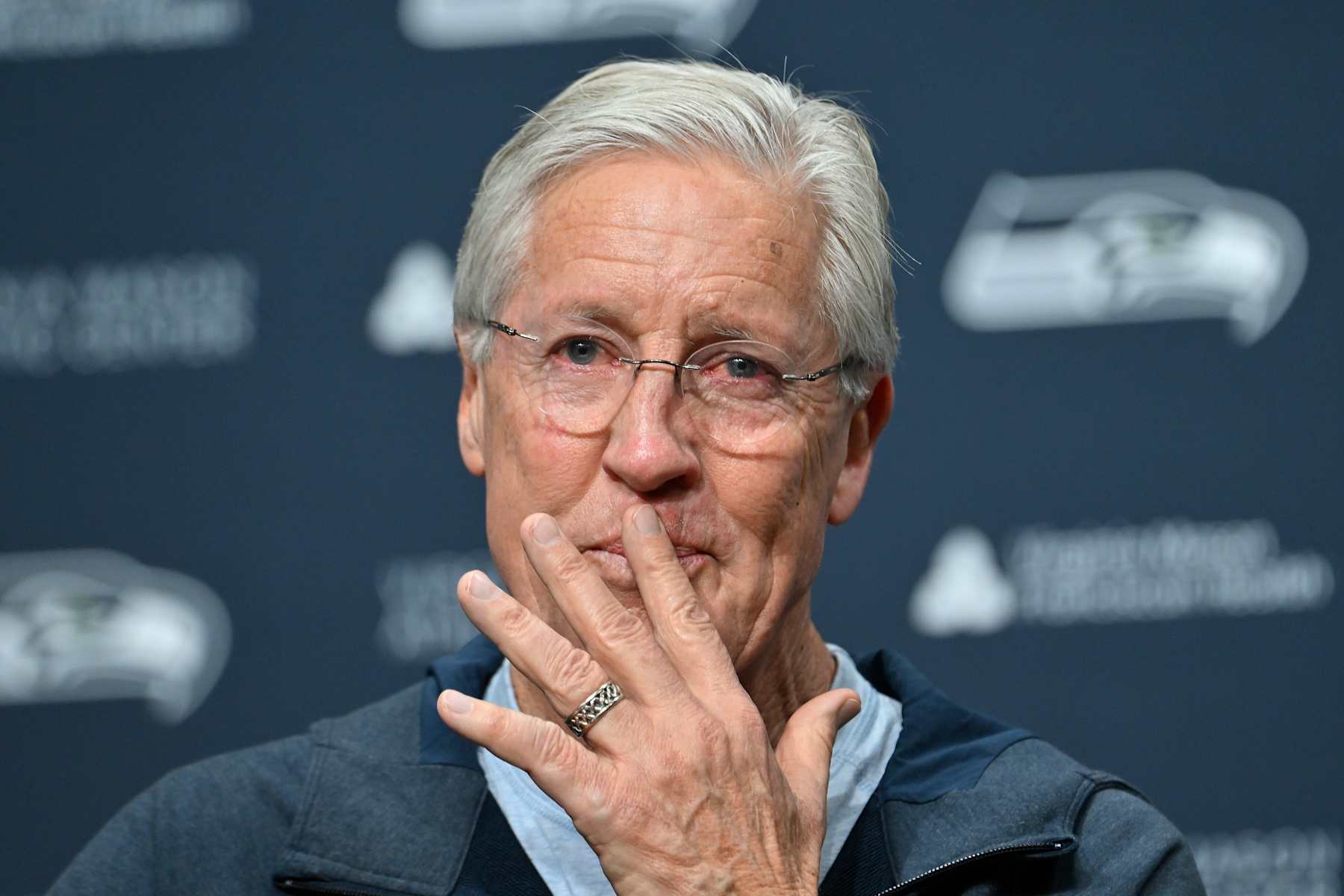 RENTON, WASHINGTON - JANUARY 10: Former Seattle Seahawks head coach Pete Carroll pauses as he speaks at the Seattle Seahawks press conference at Virginia Mason Athletic Center on January 10, 2024 in Renton, Washington. (Photo by Alika Jenner/Getty Images) RENTON, WASHINGTON - JANUARY 10: Former Seattle Seahawks head coach Pete Carroll pauses as he speaks at the Seattle Seahawks press conference at Virginia Mason Athletic Center on January 10, 2024 in Renton, Washington. (Photo by Alika Jenner/Getty Images)